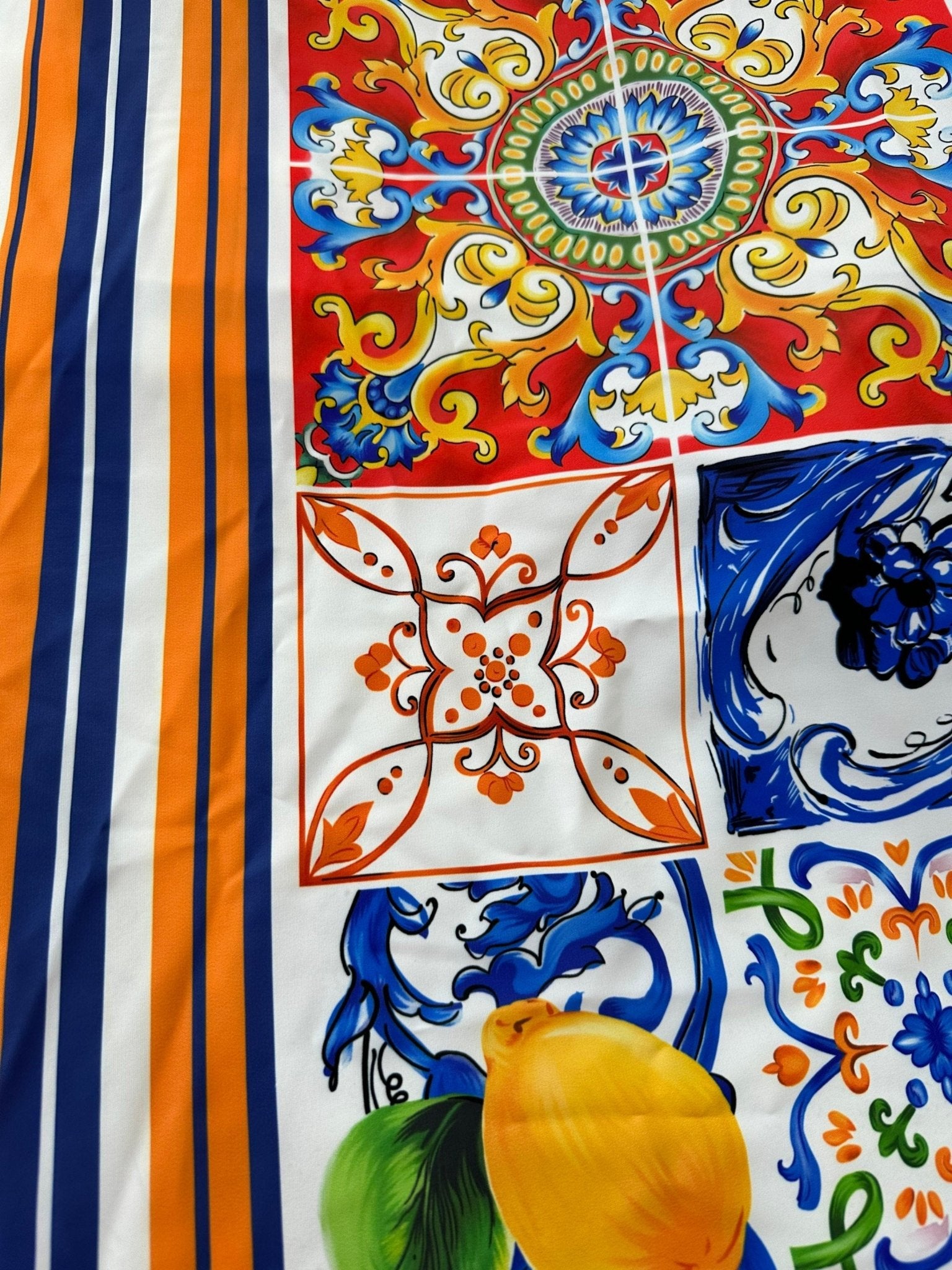 Coupon Fabric, Sicilian print Silky Crepe Fabric , Fabric by the yard, Panel Fabric 150*100cm // 1.64 * 1.09 yard - Whotex Online Fabric Store