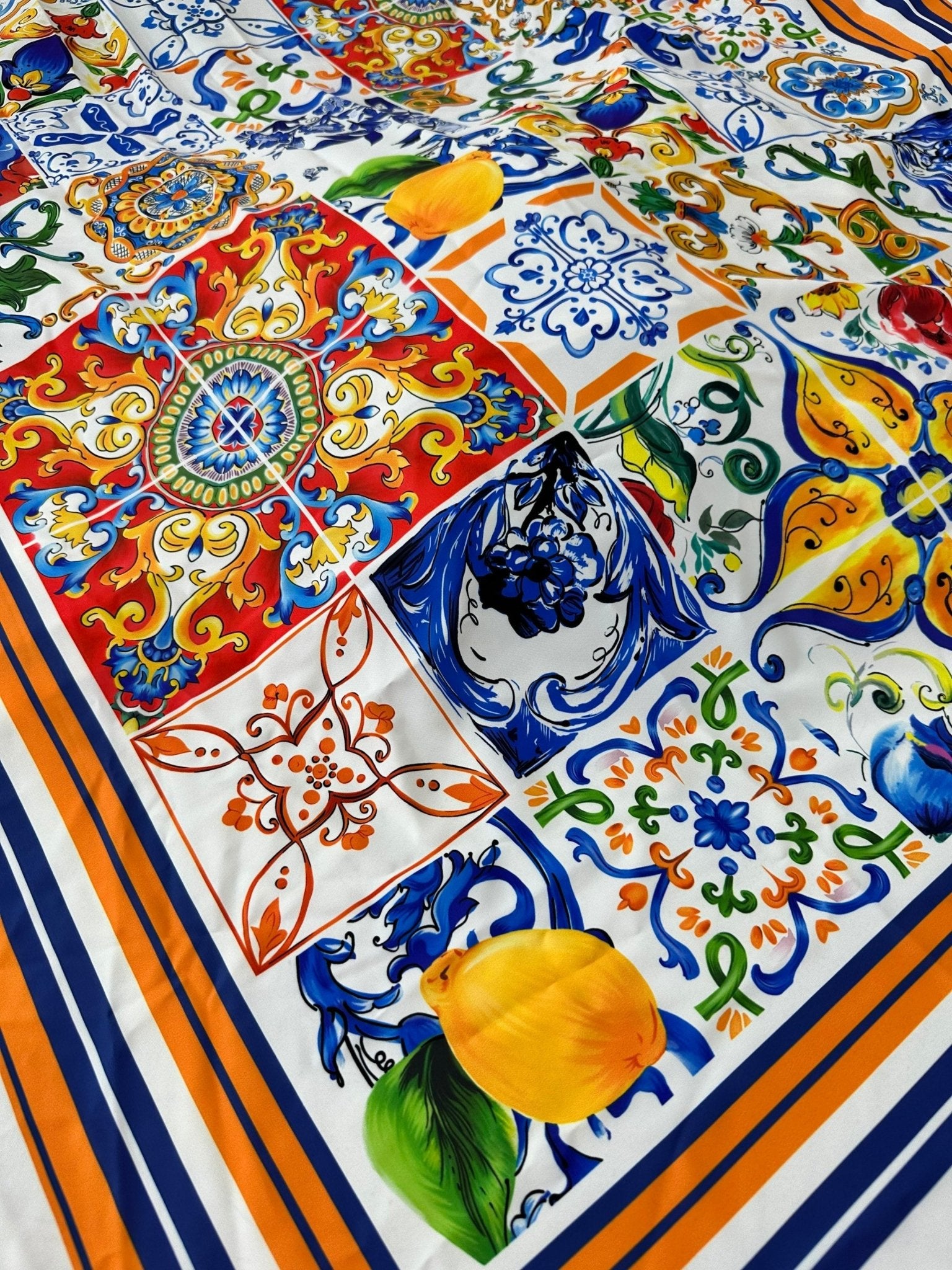 Coupon Fabric, Sicilian print Silky Crepe Fabric , Fabric by the yard, Panel Fabric 150*100cm // 1.64 * 1.09 yard - Whotex Online Fabric Store