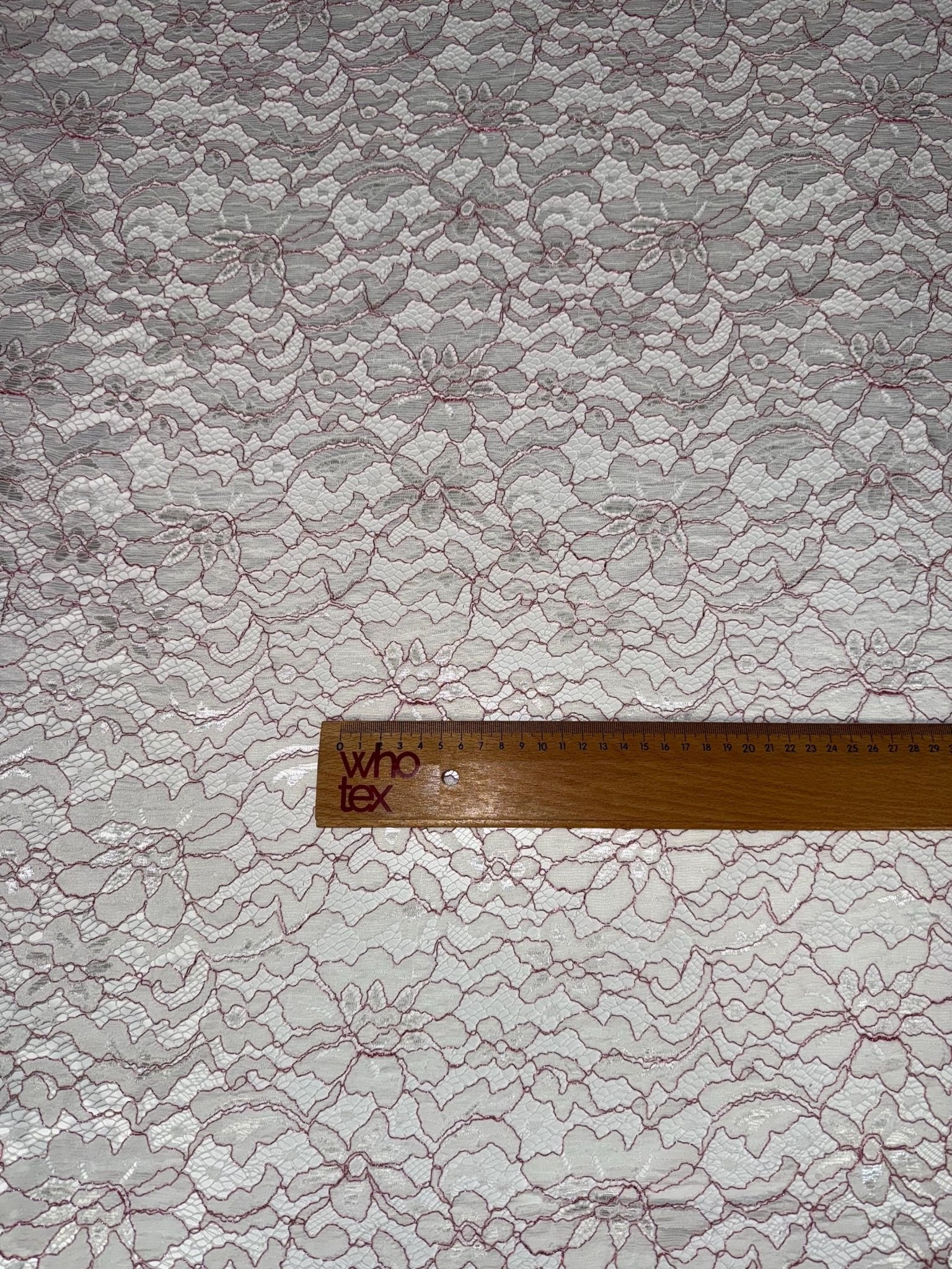 Elegant Lace Embroidered Fabric - Classic White & Pink Design By The Yard - Whotex Online Fabric Store