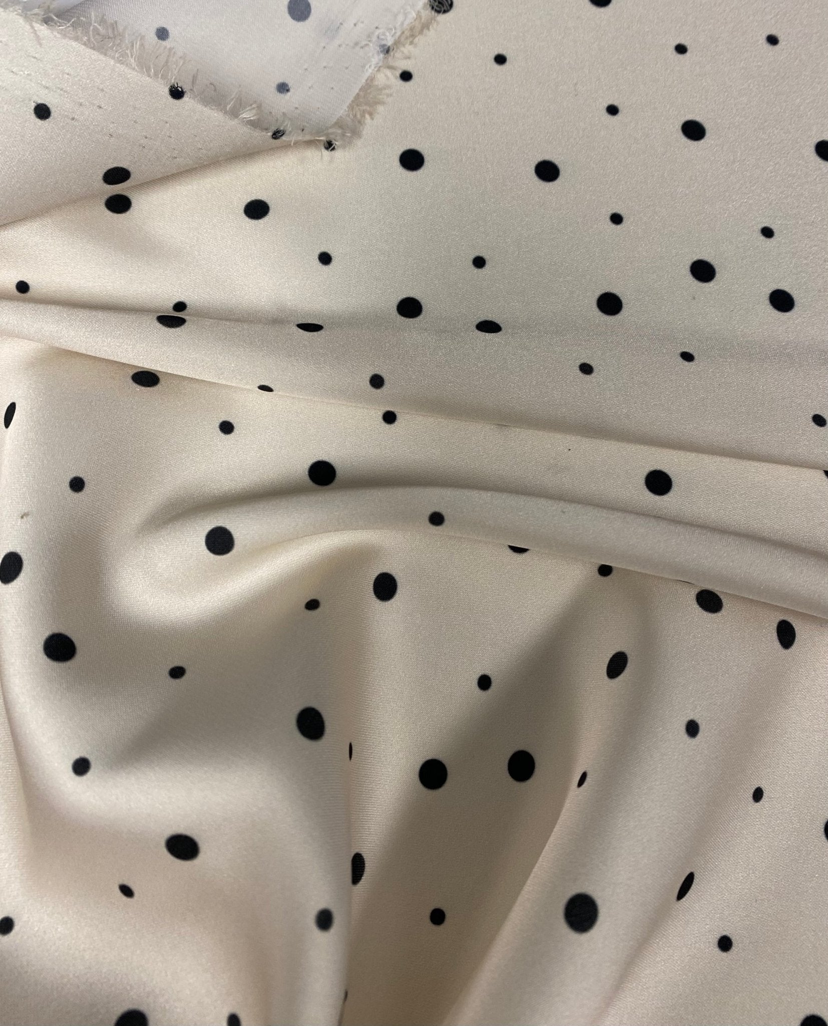 Elegant Polka Dot Fabric – Soft Beige with Black Dots - Whotex Fabrics London