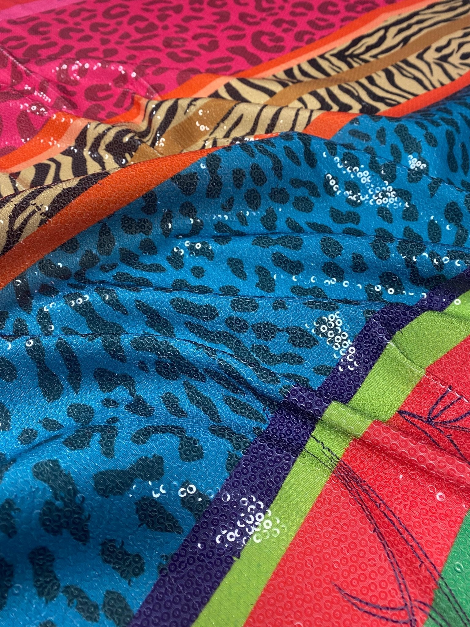 Exotic Animal Print Sequin Fabric, 2 - Way Stretch Sequin Fabric By The Yard - Whotex Online Fabric Store