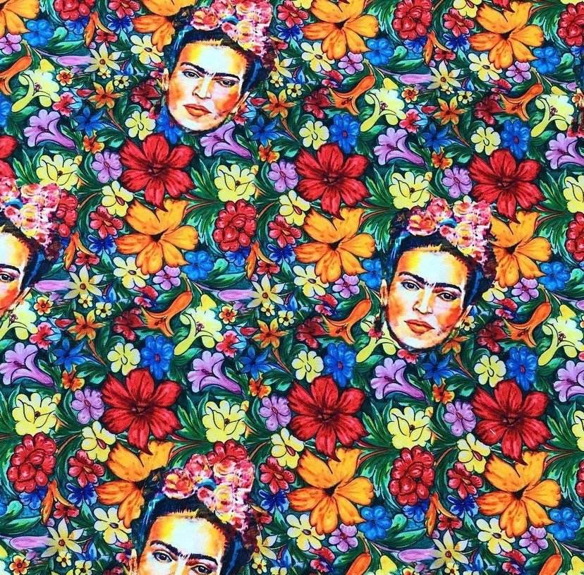 Frida Flowers Outdoor Fabric with vibrant floral prints and colorful digital design, ideal for durable outdoor upholstery projects