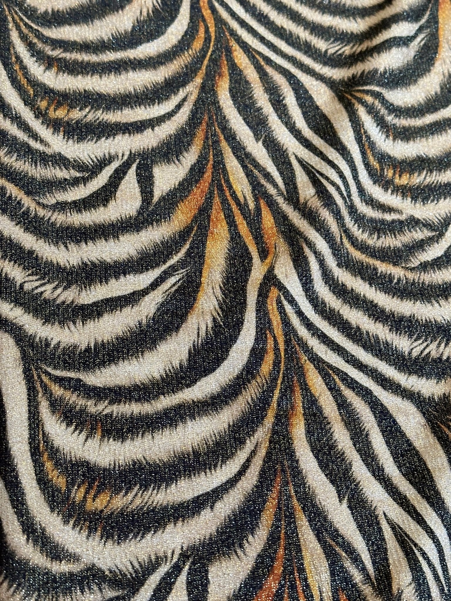 Gold Lurex Fabric, Glitter Knited 4 - way strecth Fabric, Tiger Pattern Fabric - Whotex Online Fabric Store