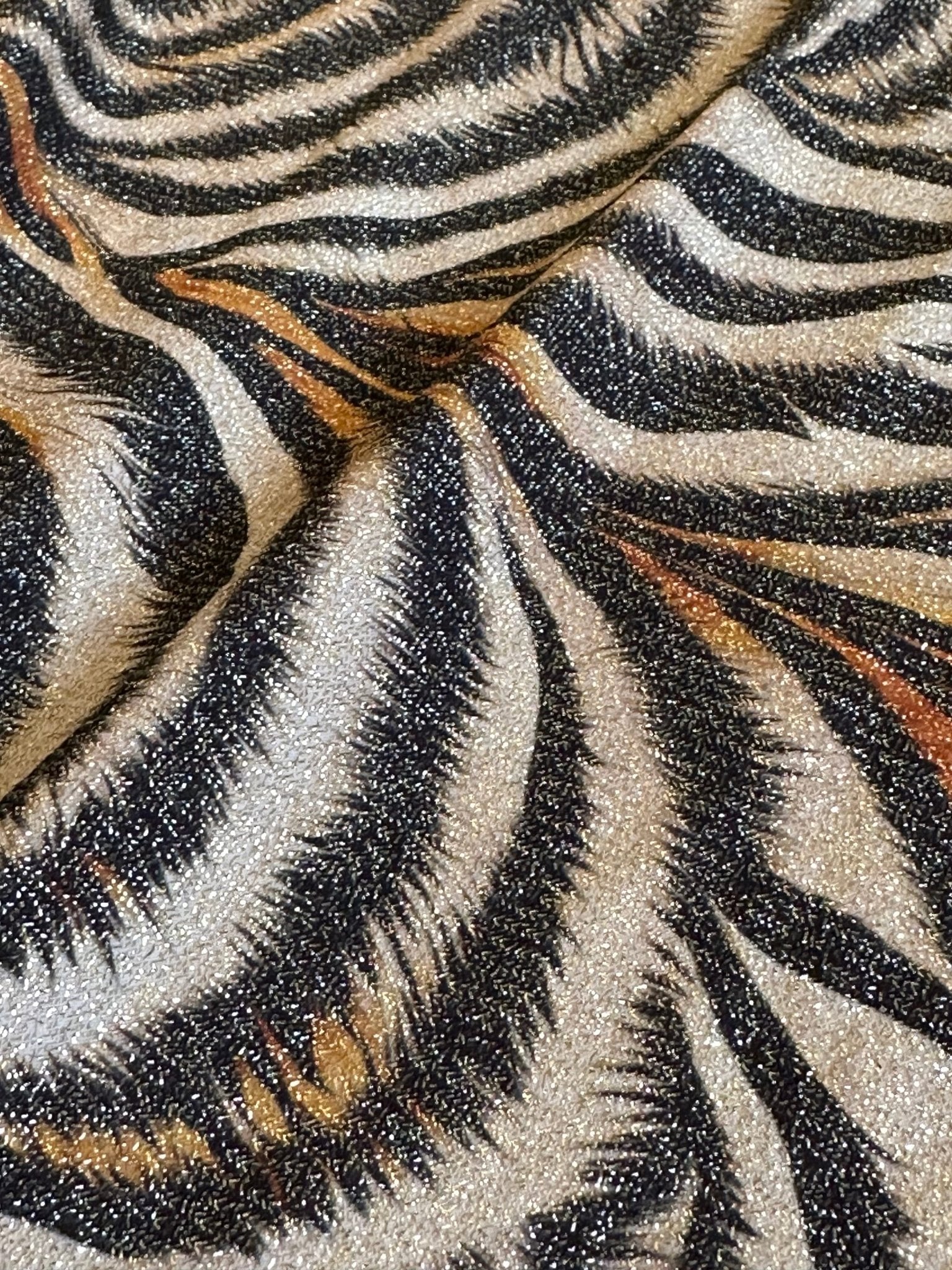 Gold Lurex Fabric, Glitter Knited 4 - way strecth Fabric, Tiger Pattern Fabric - Whotex Online Fabric Store