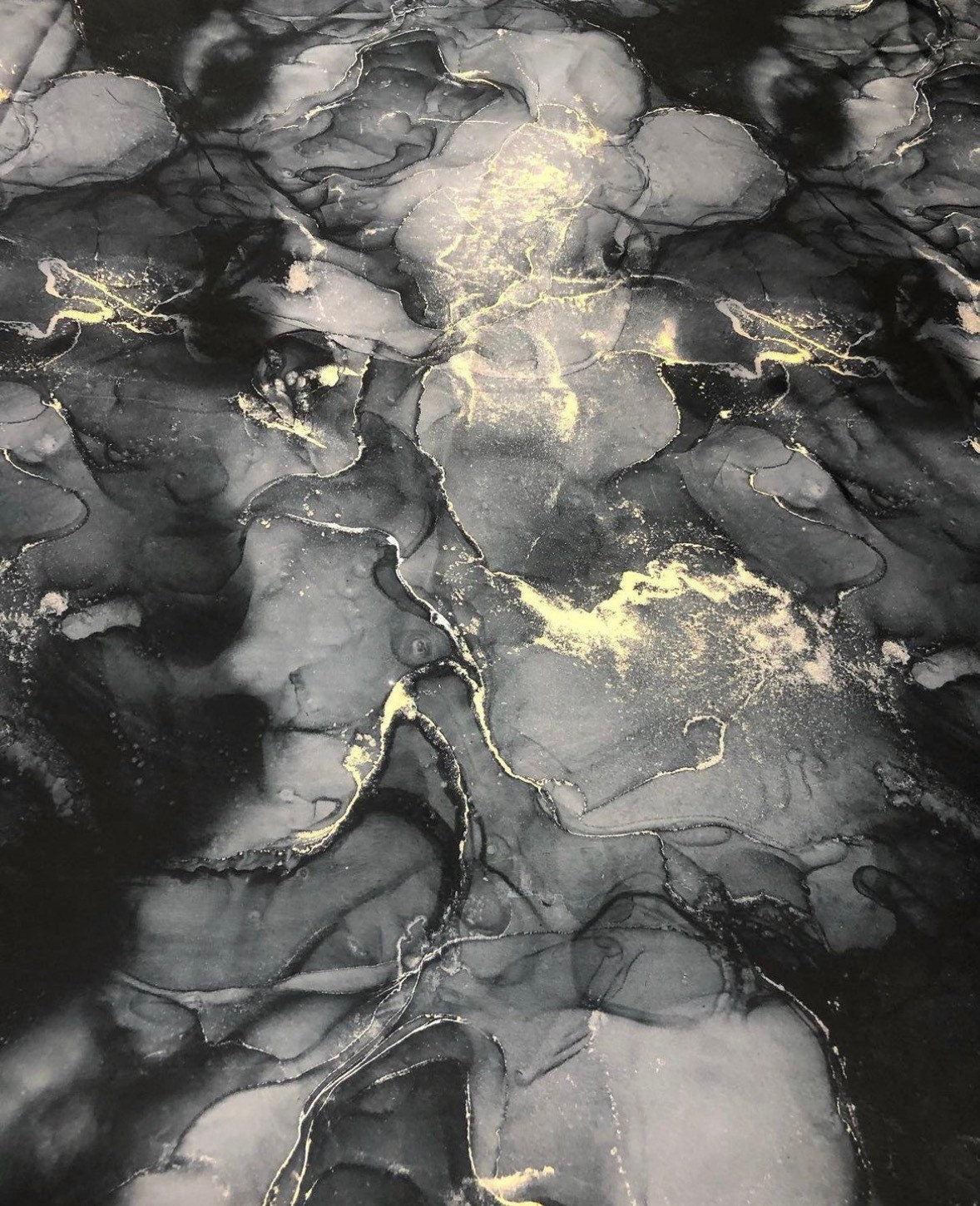 Gray Tie Dye Fabric, Gold Details Fabric - Whotex Online Fabric Store