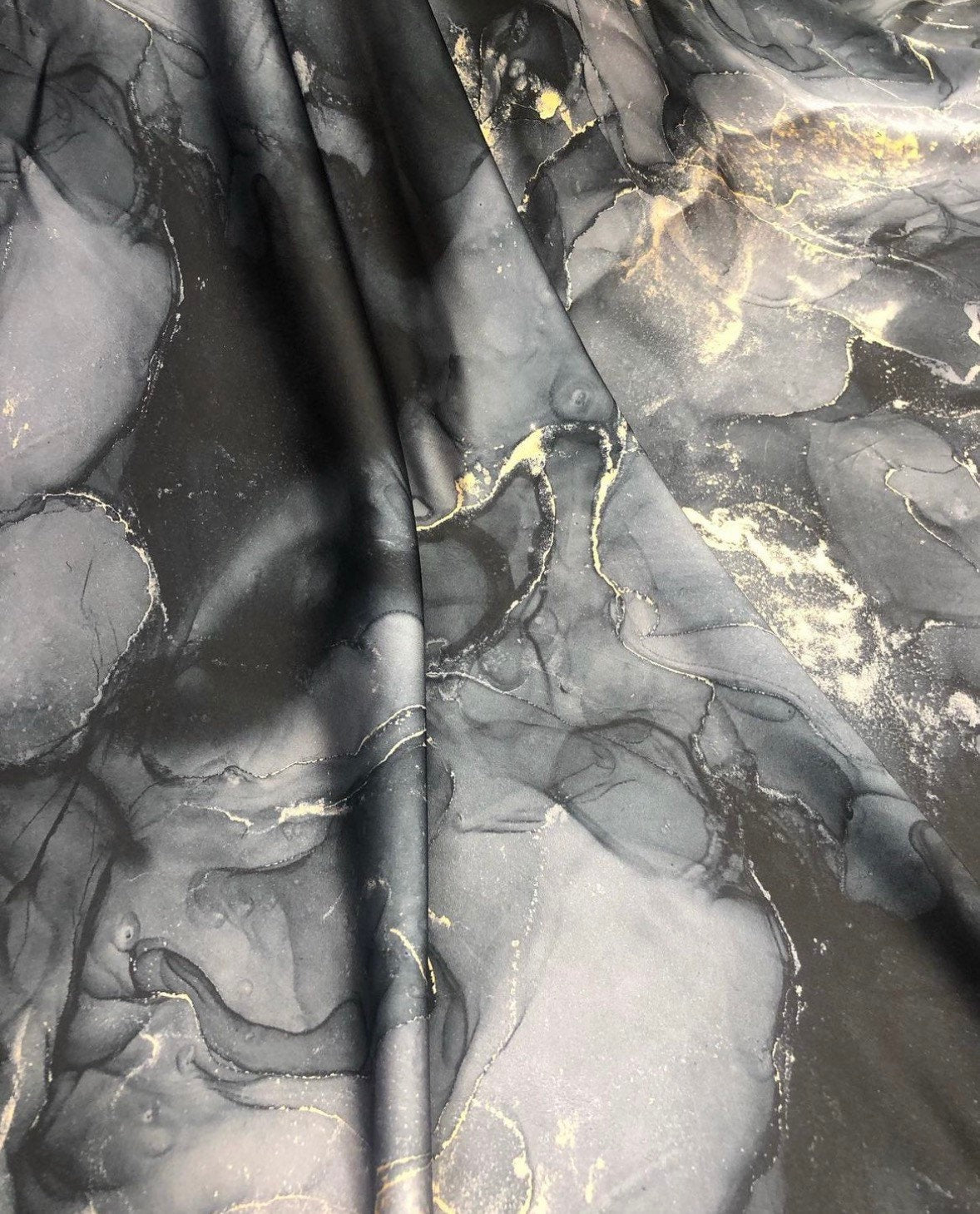 Gray Tie Dye Fabric, Gold Details Fabric - Whotex Online Fabric Store