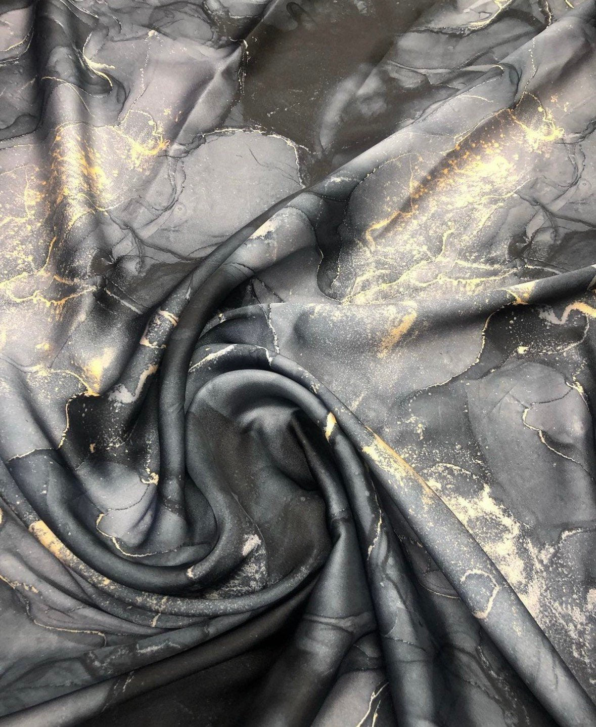 Gray Tie Dye Fabric, Gold Details Fabric - Whotex Online Fabric Store