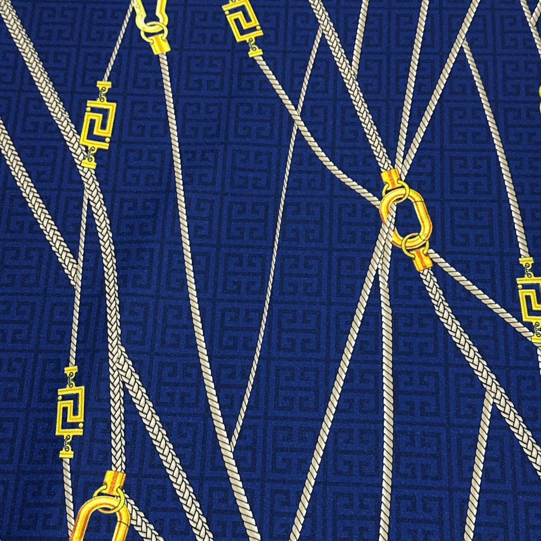 Greek Key Chain Pattern Fabric, White, Navy and Gray Fabric Options By The Yard - Whotex Online Fabric Store