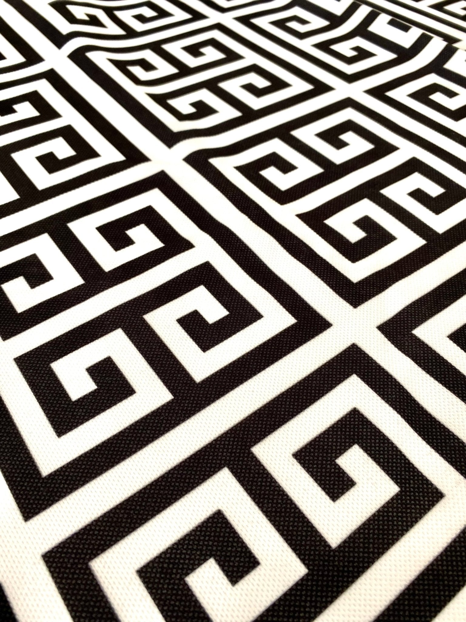 Greek key print Fabric, Black white Upholstery Fabric, Digital print Fabric, outdoor , runner, curtain, tablecloth, handbag Fabric - Whotex Online Fabric Store