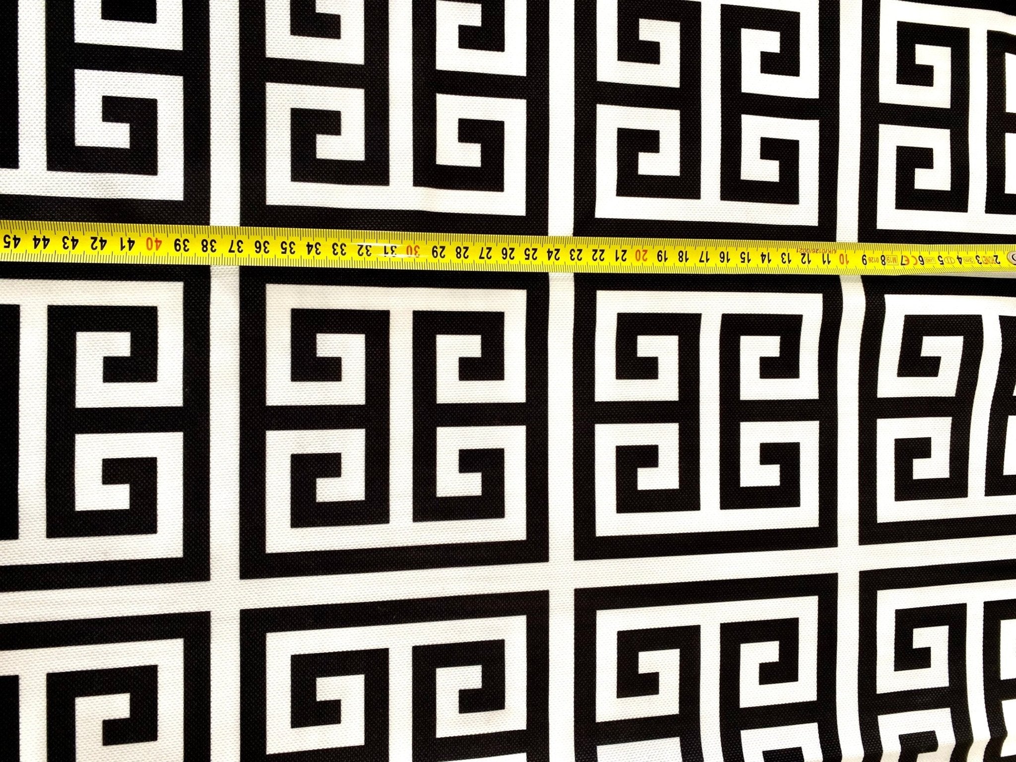 Greek key print Fabric, Black white Upholstery Fabric, Digital print Fabric, outdoor , runner, curtain, tablecloth, handbag Fabric - Whotex Online Fabric Store