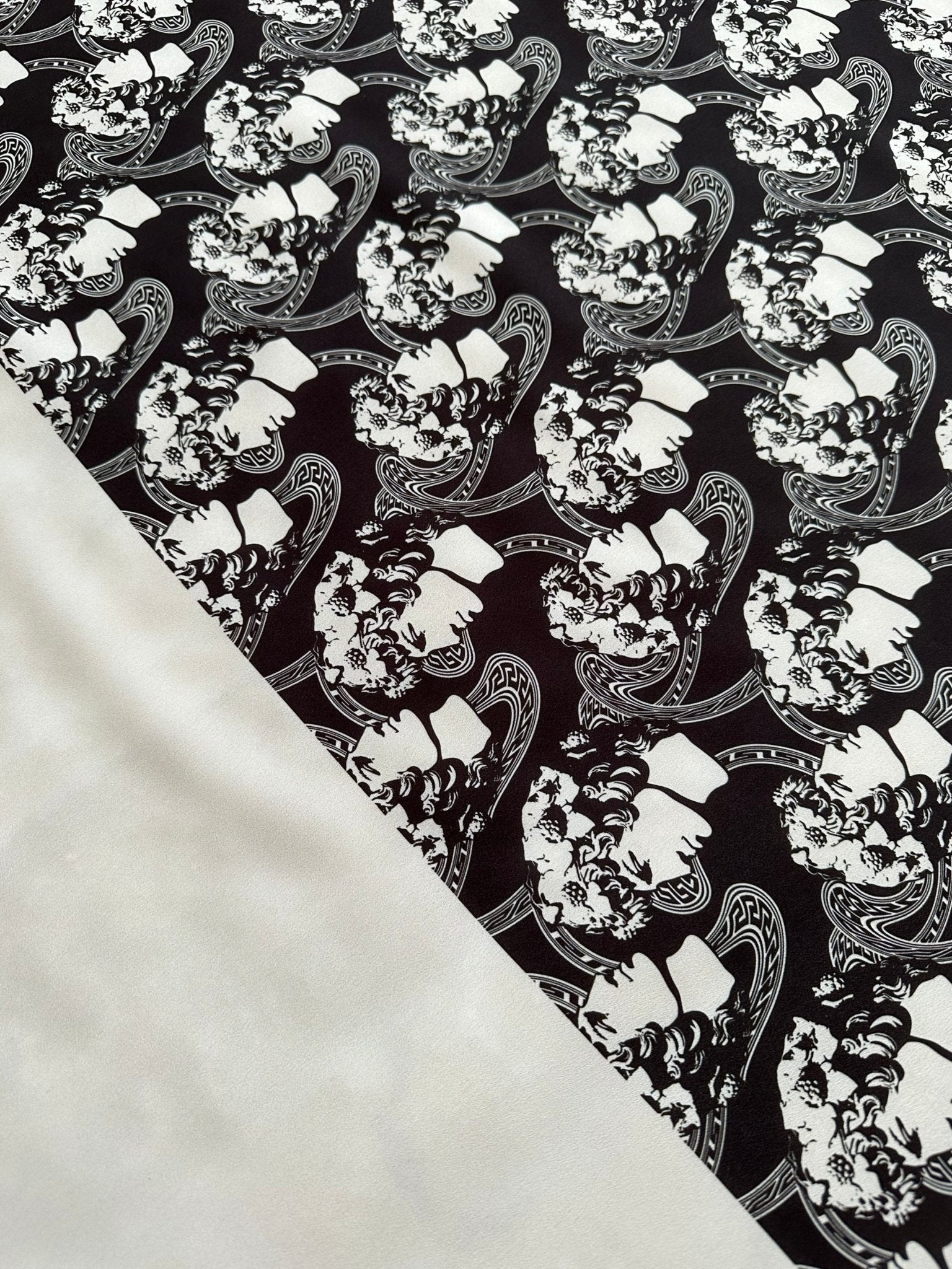 Greek Youth Pattern Crepe , Rome Pattern Black White Fabric - Whotex Online Fabric Store