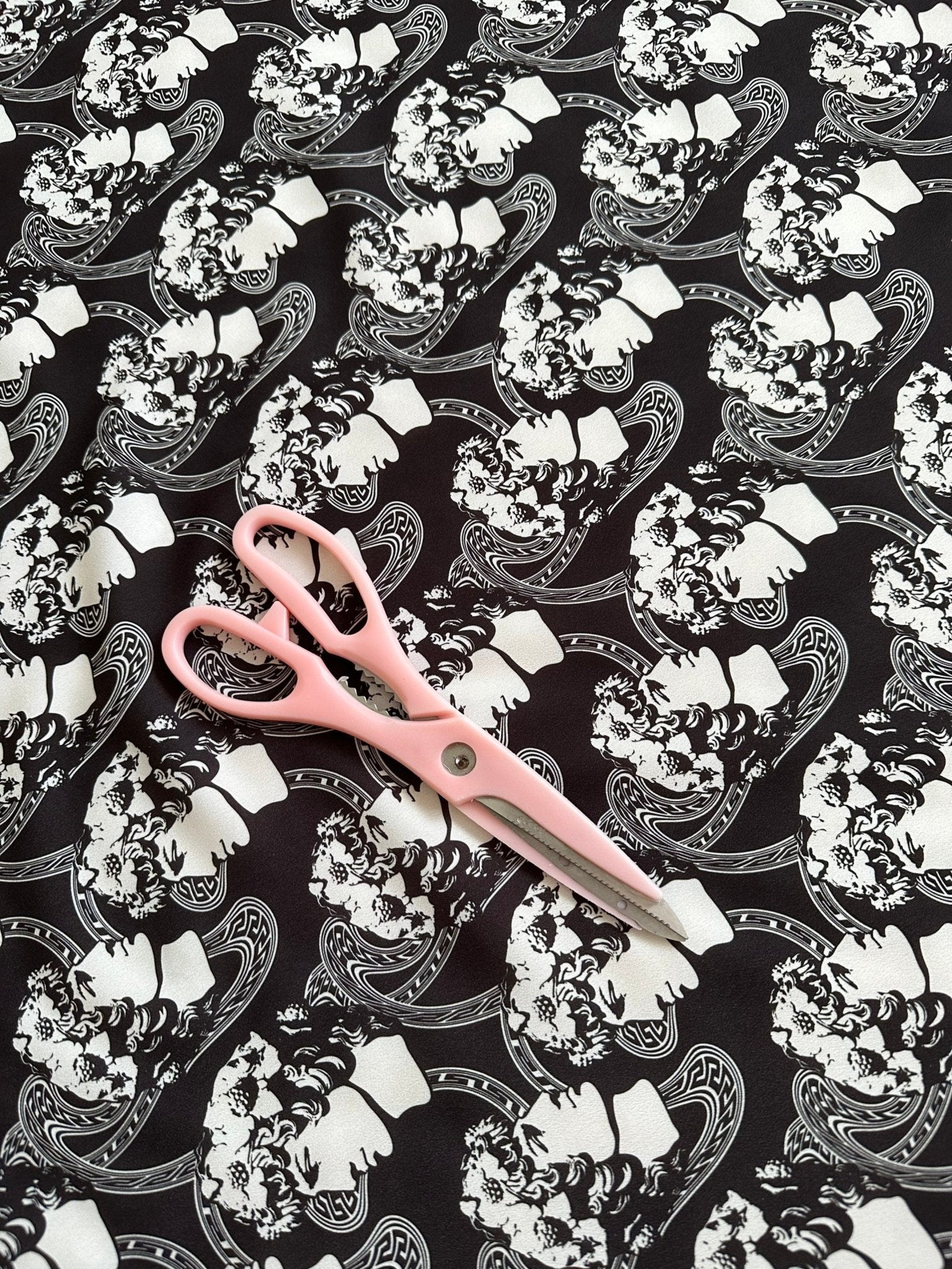 Greek Youth Pattern Crepe , Rome Pattern Black White Fabric - Whotex Online Fabric Store