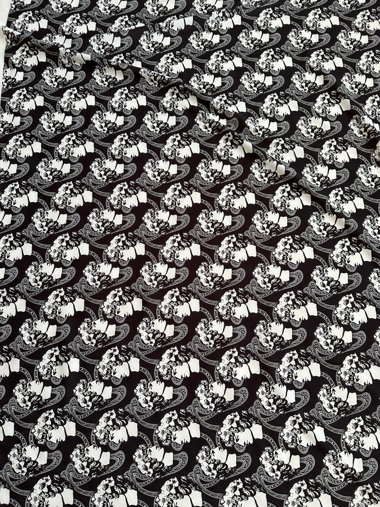 Greek Youth Pattern Crepe , Rome Pattern Black White Fabric - Whotex Online Fabric Store