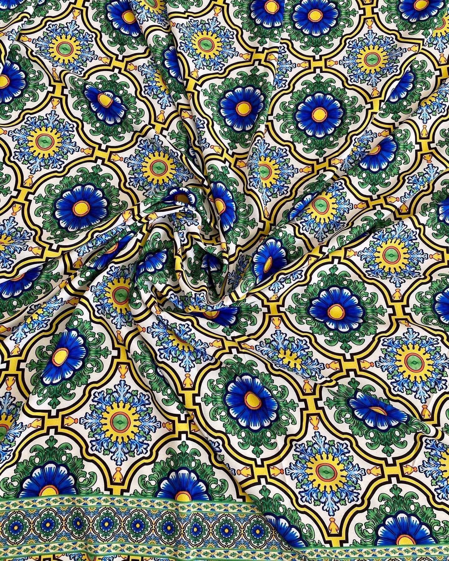 Green Fabric, Sicilian Pattern Fabric - Whotex Online Fabric Store