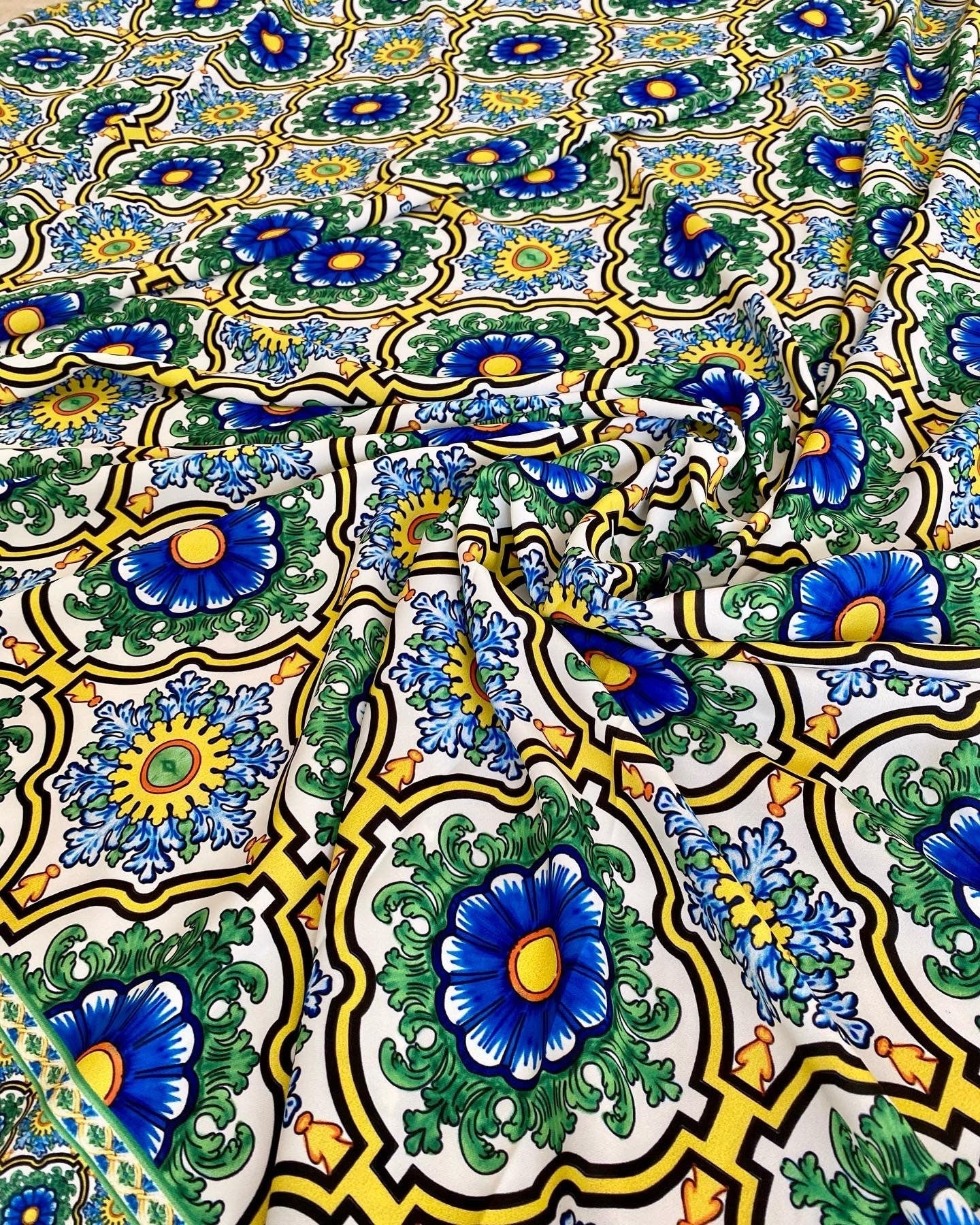 Green Fabric, Sicilian Pattern Fabric - Whotex Online Fabric Store