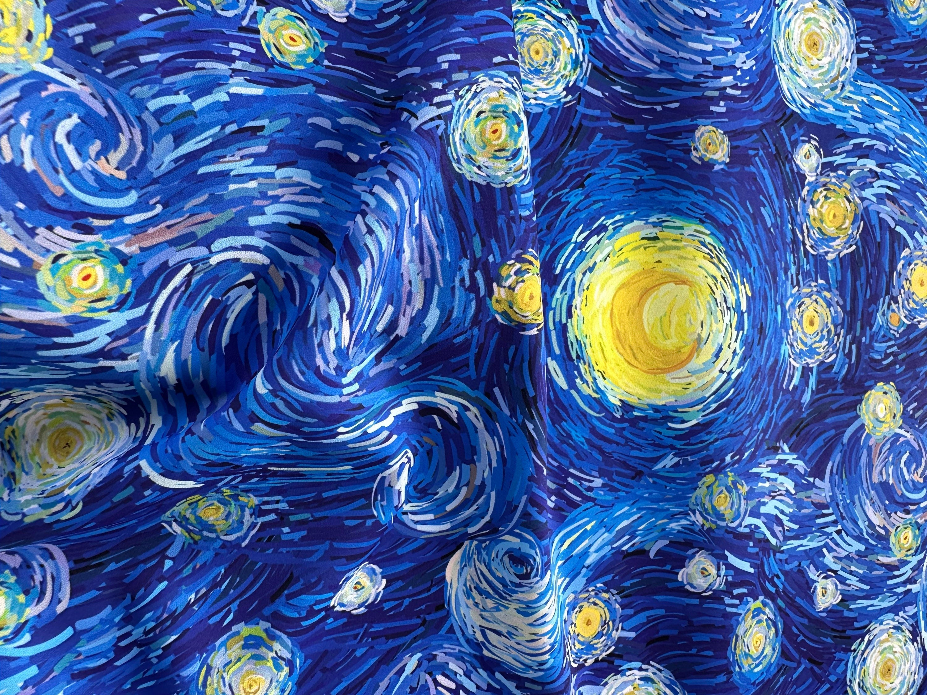 Van Gogh Inspired Fabric by the Yard - Artistic Textile for Crafting