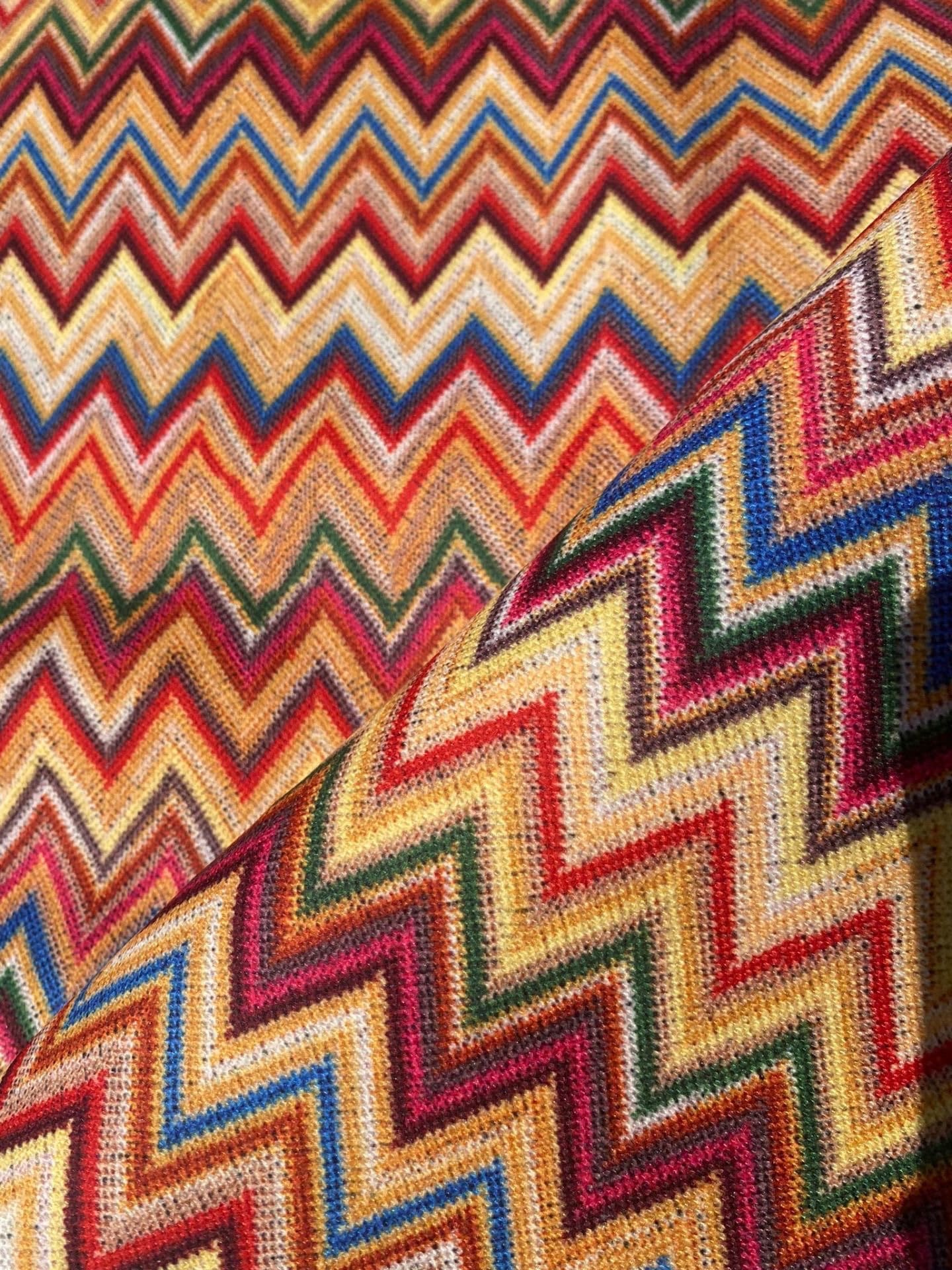 Zigzag Chevron Upholstery Fabric - Colorful Digital Print for Outdoor Use