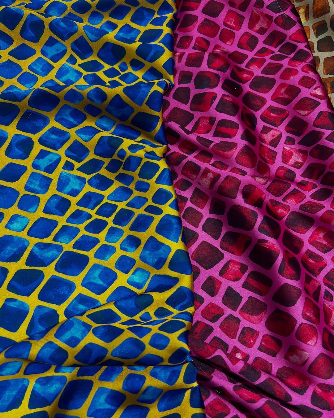 Vibrant Brick-Style Fabric - Bold Printed Material for Creative Projects