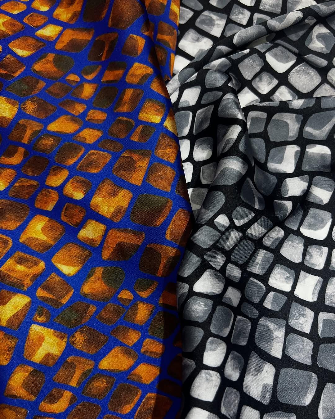 Vibrant Brick-Style Fabric - Bold Printed Material for Creative Projects