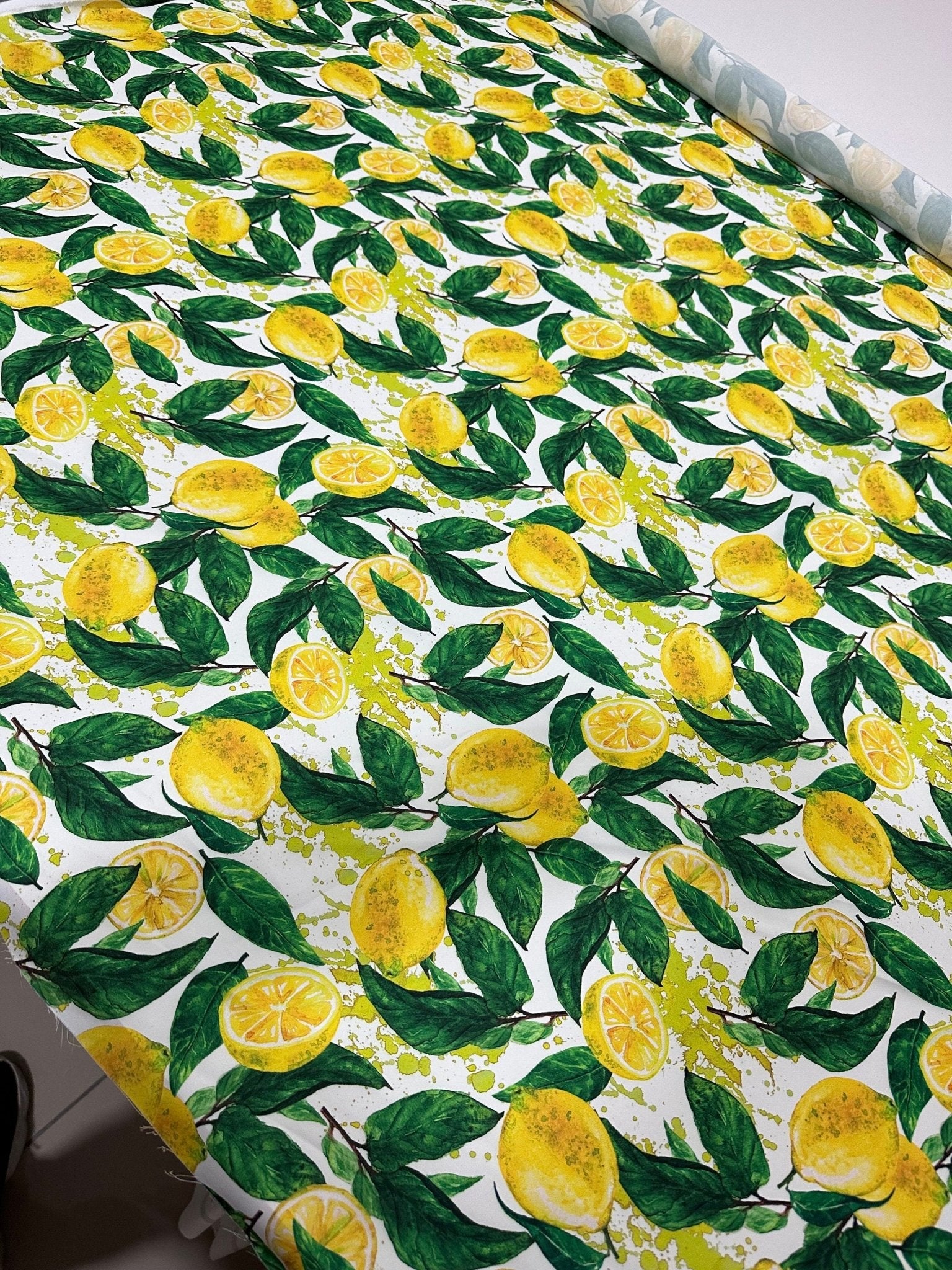 Lemon Pattern Fabric, White yellow Fabric - Whotex Online Fabric Store
