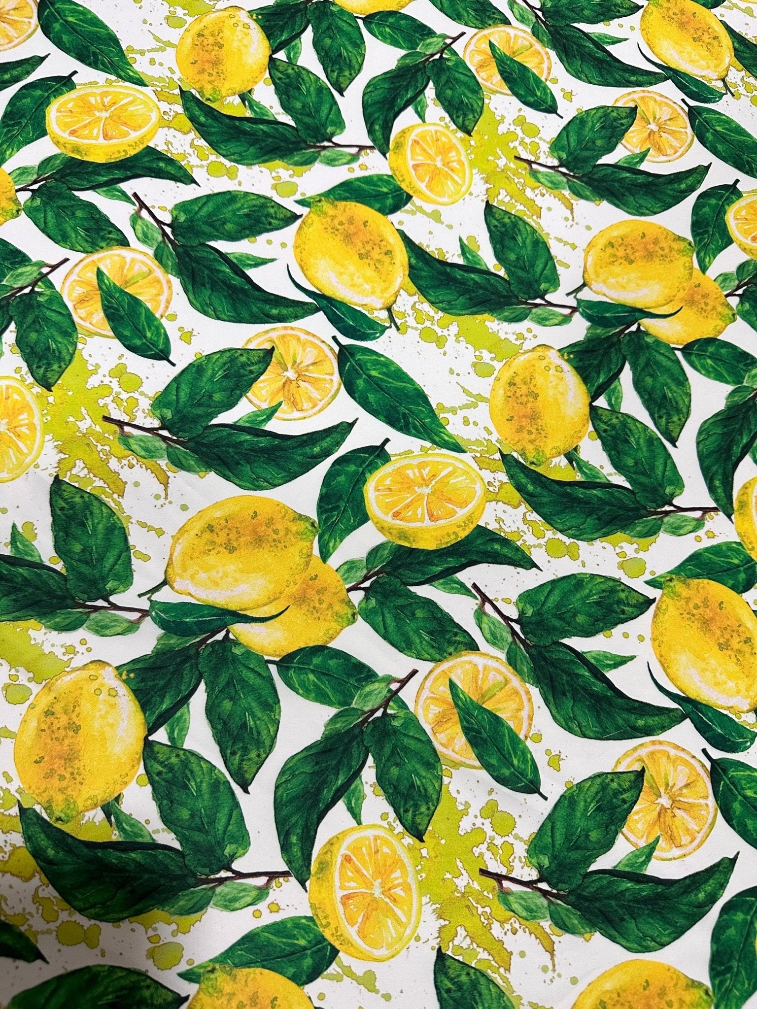 Lemon Pattern Fabric, White yellow Fabric - Whotex Online Fabric Store