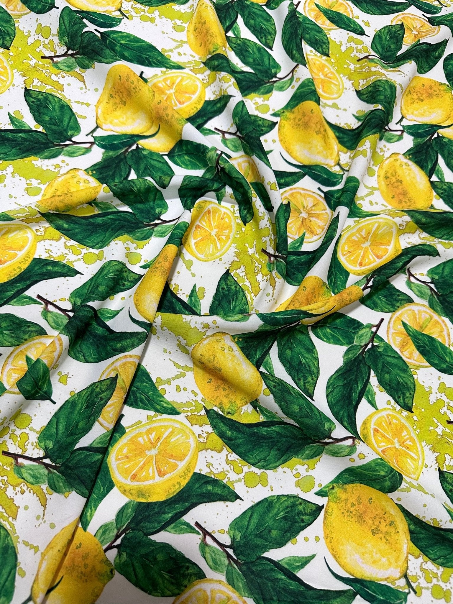Lemon Pattern Fabric, White yellow Fabric - Whotex Online Fabric Store