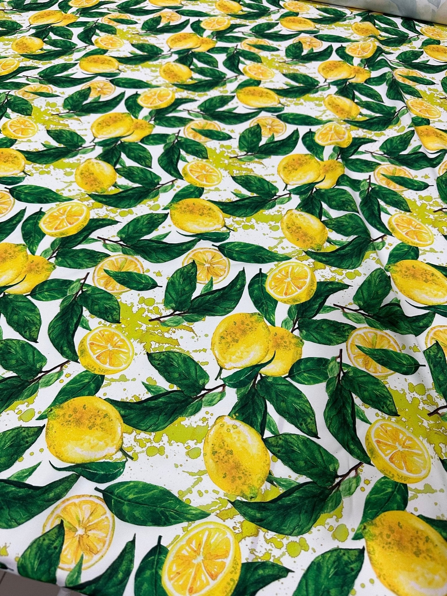 Lemon Pattern Fabric, White yellow Fabric - Whotex Online Fabric Store