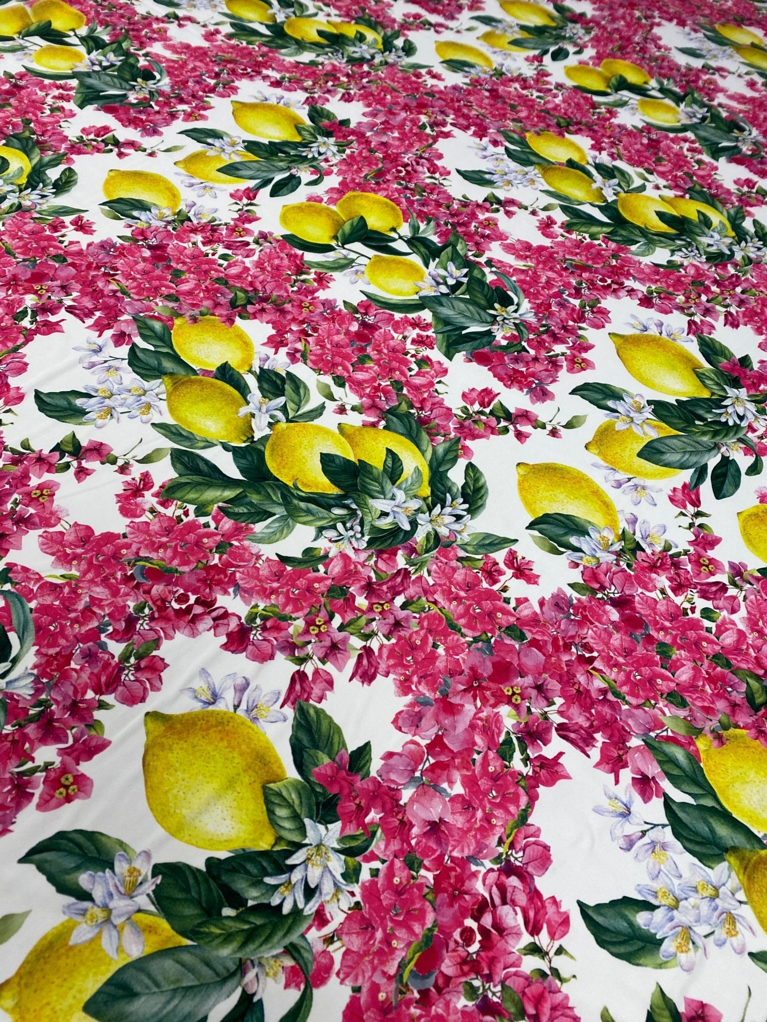 Lemon Pink Floral Fabric - Crafting Sewing Material - Whotex Online Fabric Store