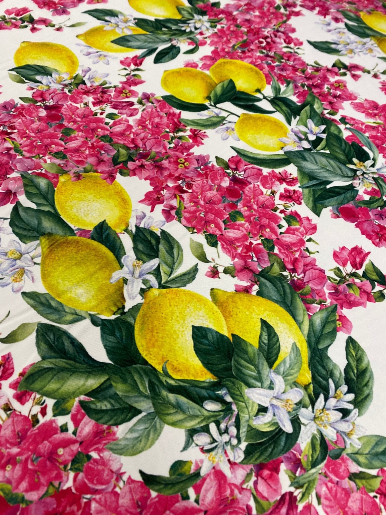 Lemon Pink Floral Fabric - Crafting Sewing Material - Whotex Online Fabric Store