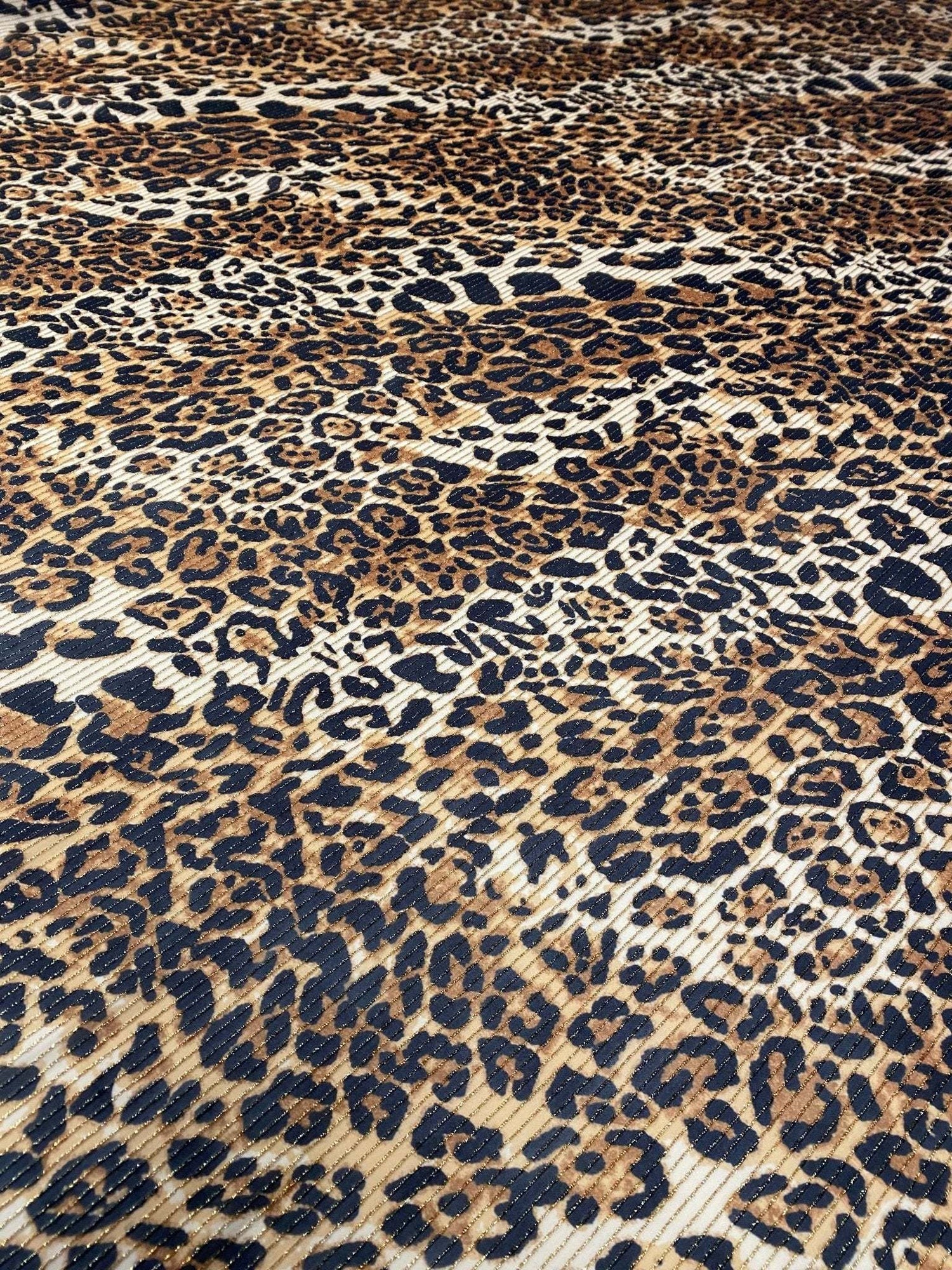 Leopard pattern Lurex spandex fabric with shimmer ottoman texture for activewear and costumes