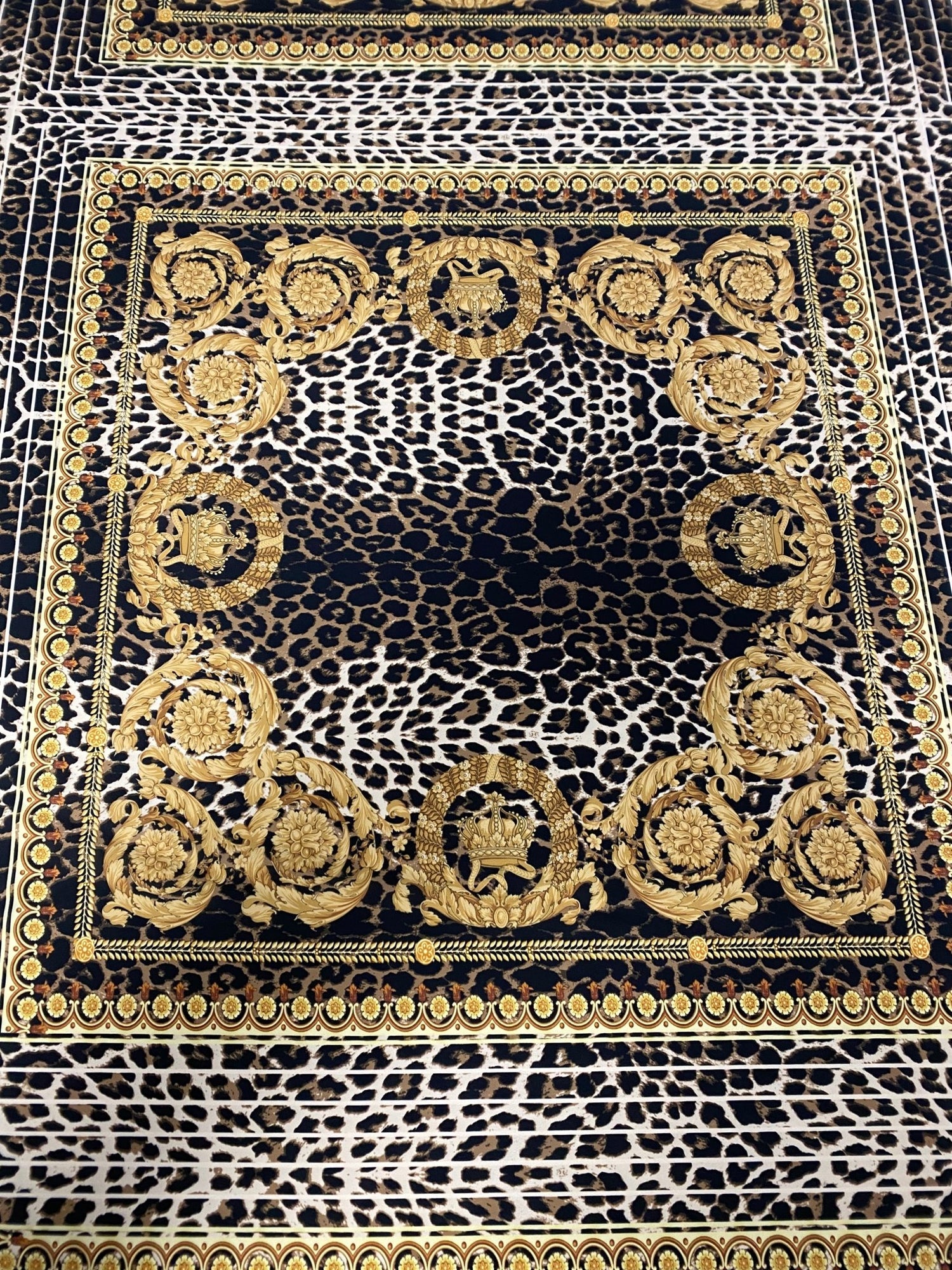 Luxury Baroque Leopard Crepe Fabric by the Metre - Whotex Fabrics London