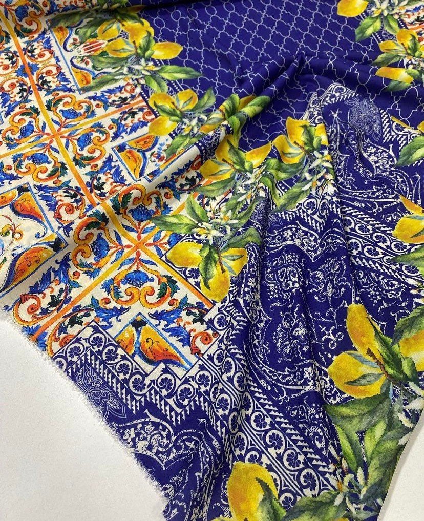 Majolica Pattern Fabric, Lemon Pattern Fabric By The Yard - Whotex Online Fabric Store