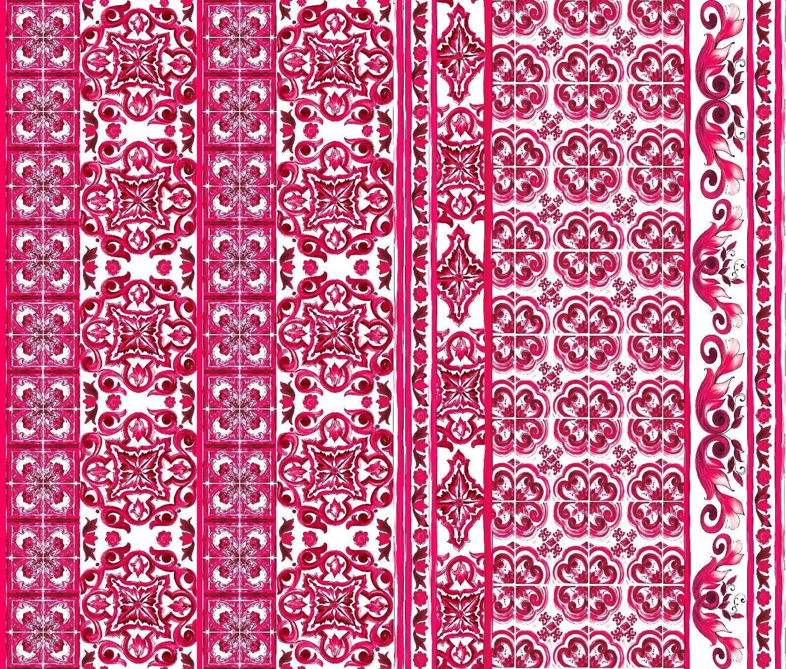 Majolica Pattern Fabric, Pink Sicilian print Fabric , Fabric By The Yard - Whotex Online Fabric Store