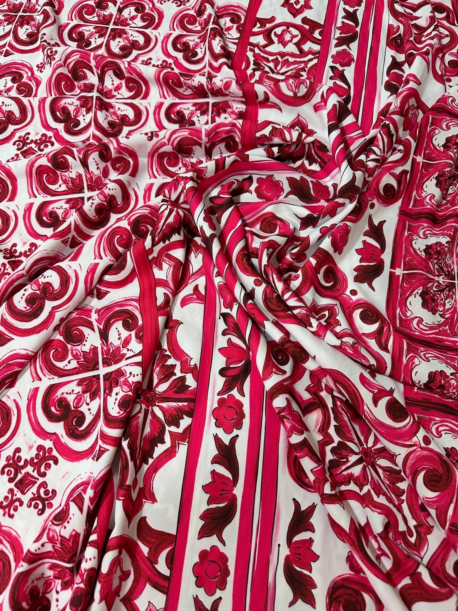 Majolica Pattern Fabric, Pink Sicilian print Fabric , Fabric By The Yard - Whotex Online Fabric Store
