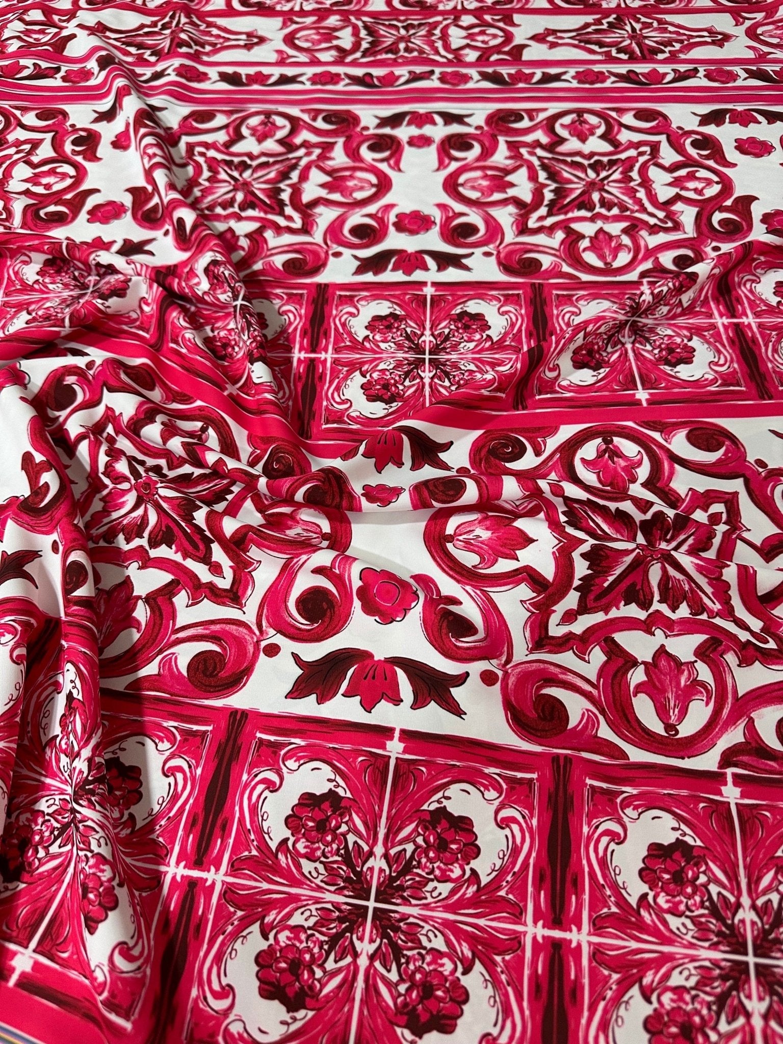 Majolica Pattern Fabric, Pink Sicilian print Fabric , Fabric By The Yard - Whotex Online Fabric Store