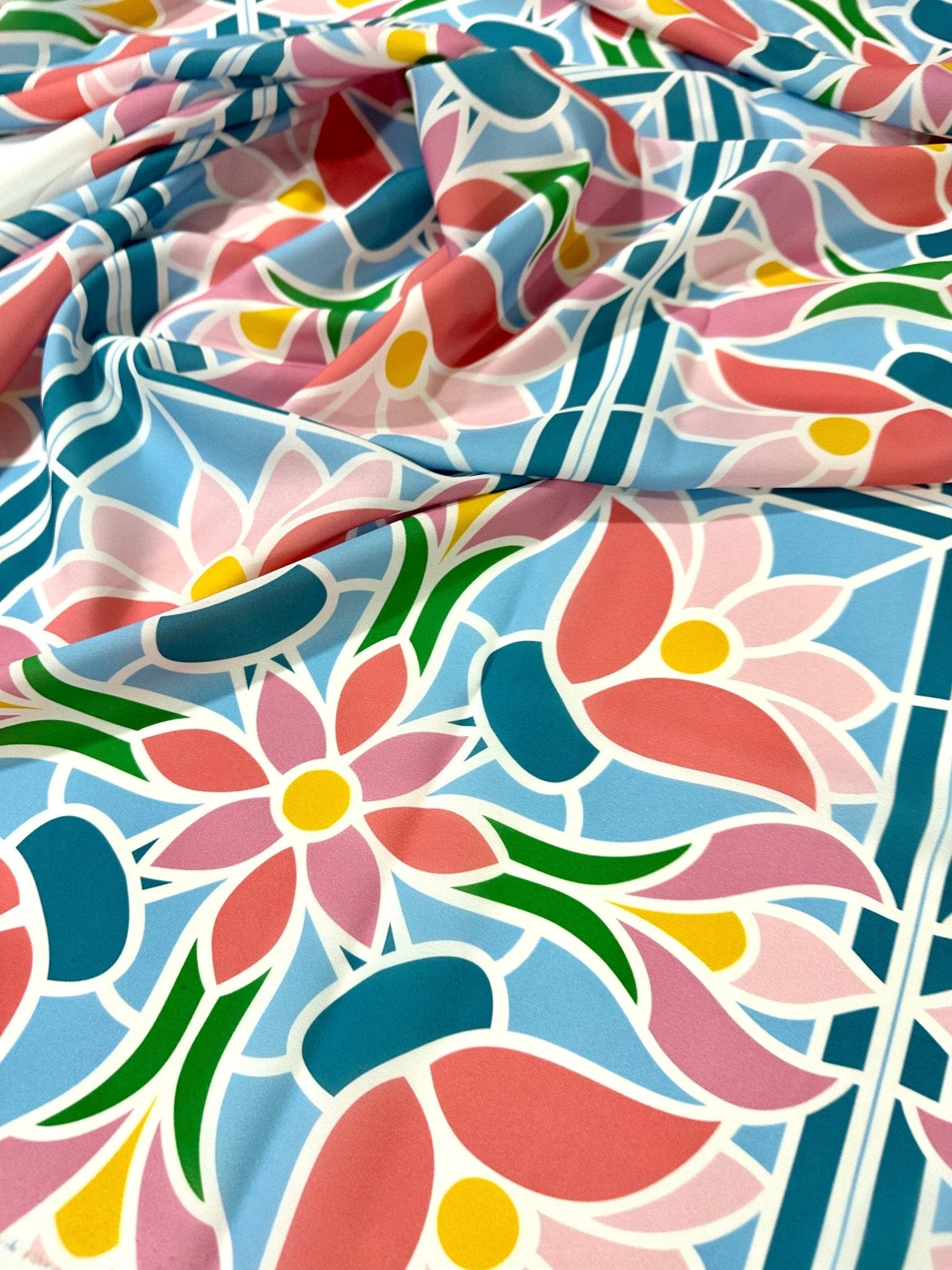 Mosaic Floral Pattern Fabric By The Yard - Whotex Online Fabric Store