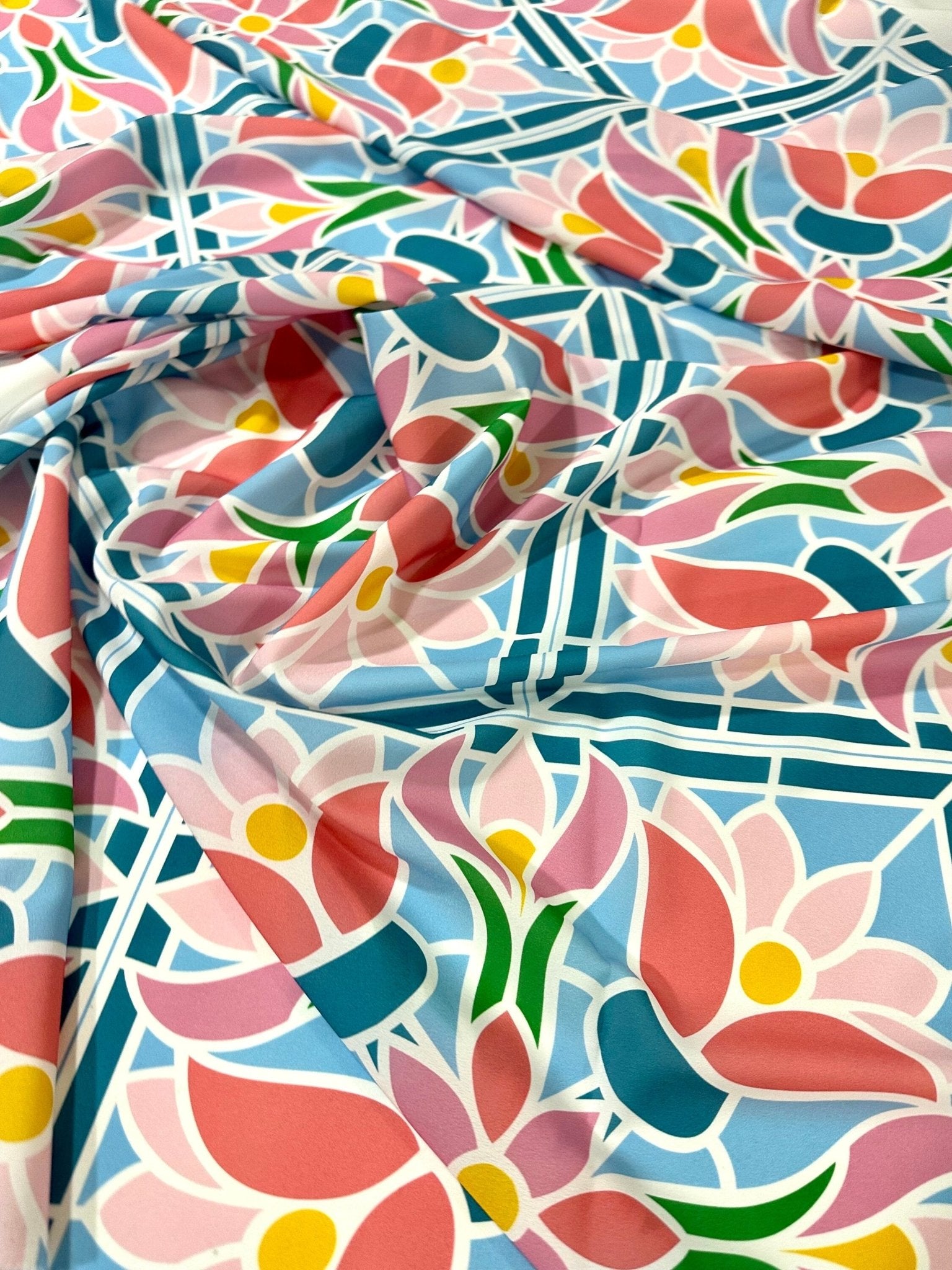 Mosaic Floral Pattern Fabric By The Yard - Whotex Online Fabric Store