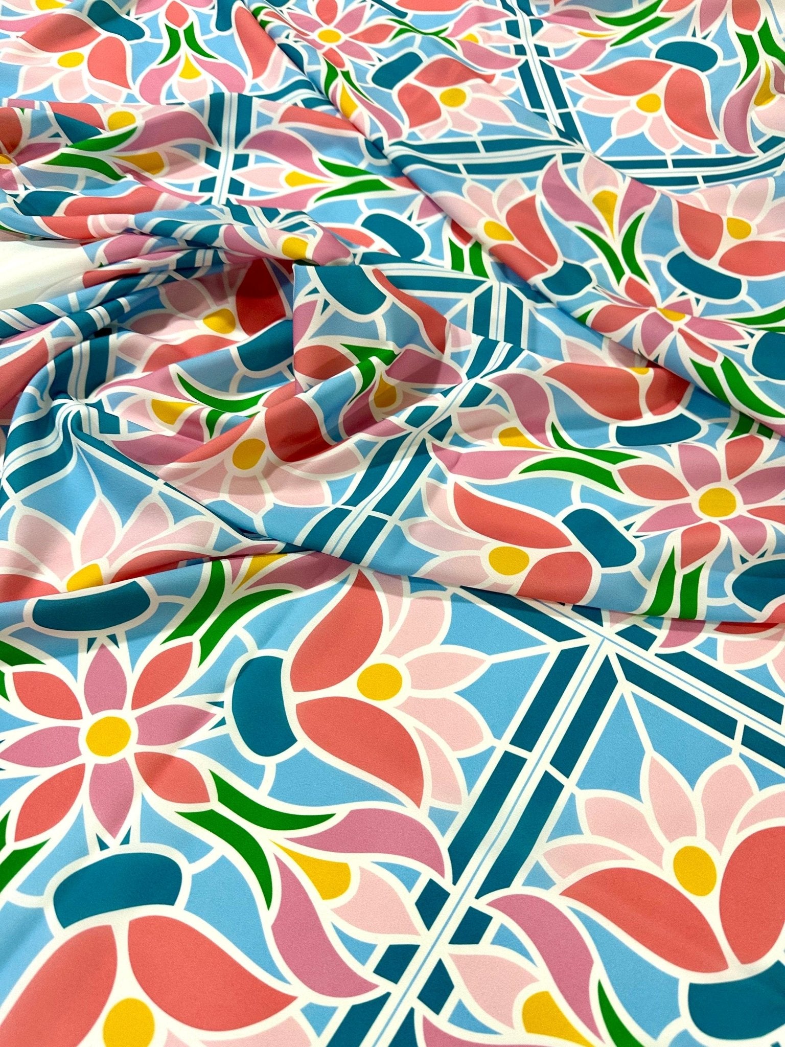 Mosaic Floral Pattern Fabric By The Yard - Whotex Online Fabric Store