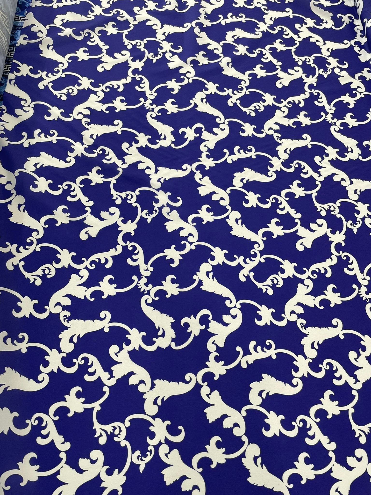 Navy Blue Fabric, Baroque Pattern High Quality Fabric - Whotex Online Fabric Store