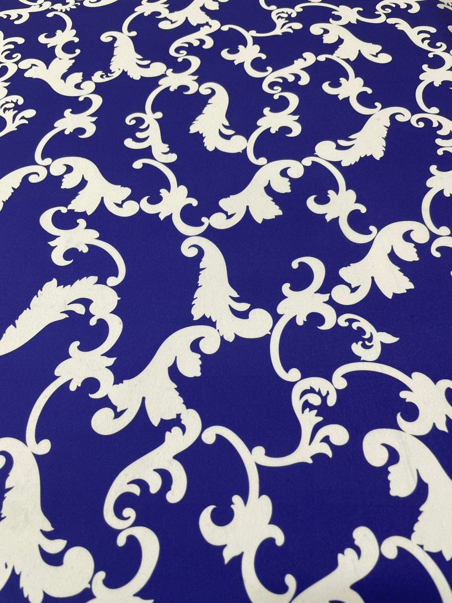 Navy Blue Fabric, Baroque Pattern High Quality Fabric - Whotex Online Fabric Store