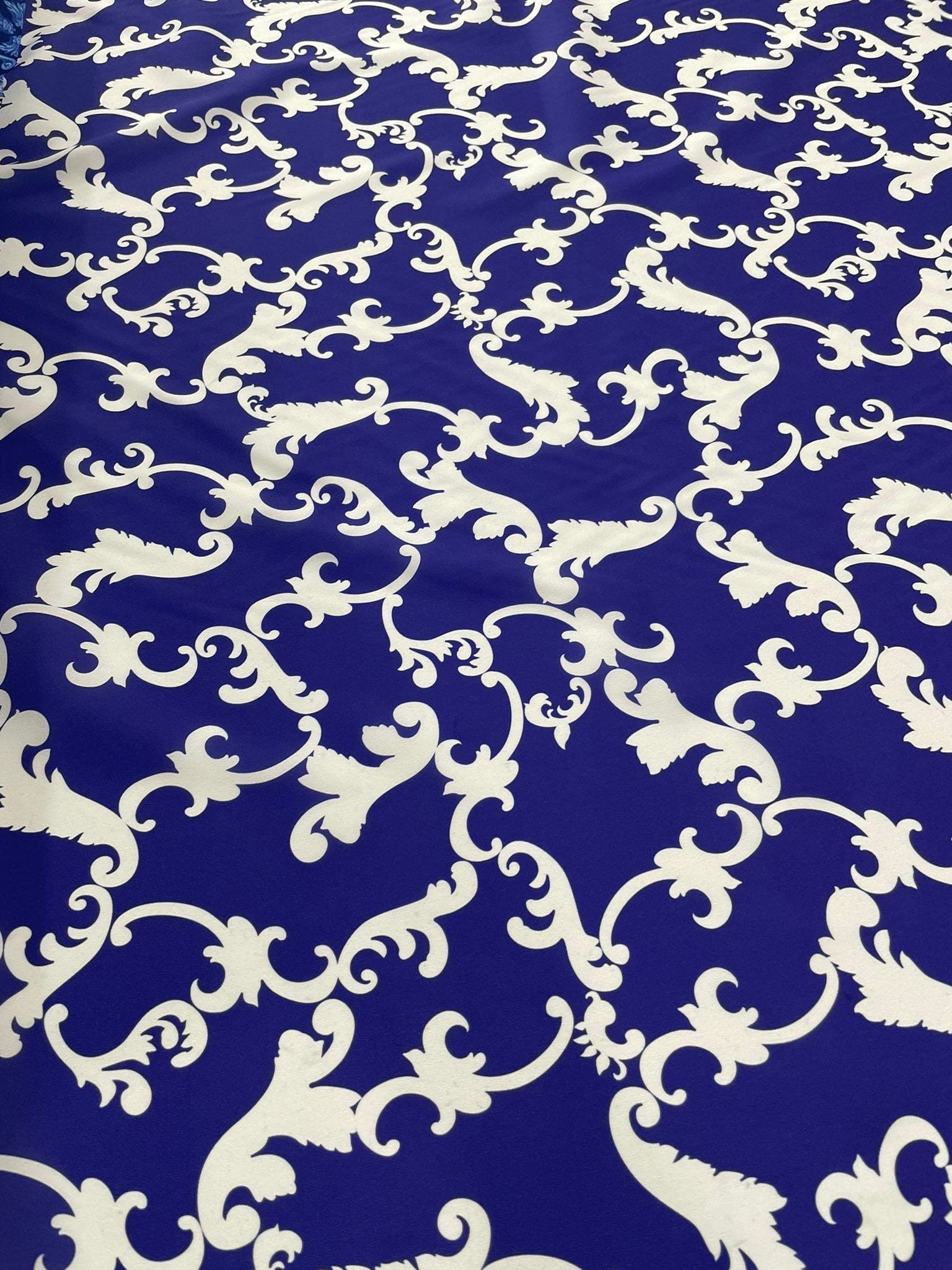 Navy Blue Fabric, Baroque Pattern High Quality Fabric - Whotex Online Fabric Store