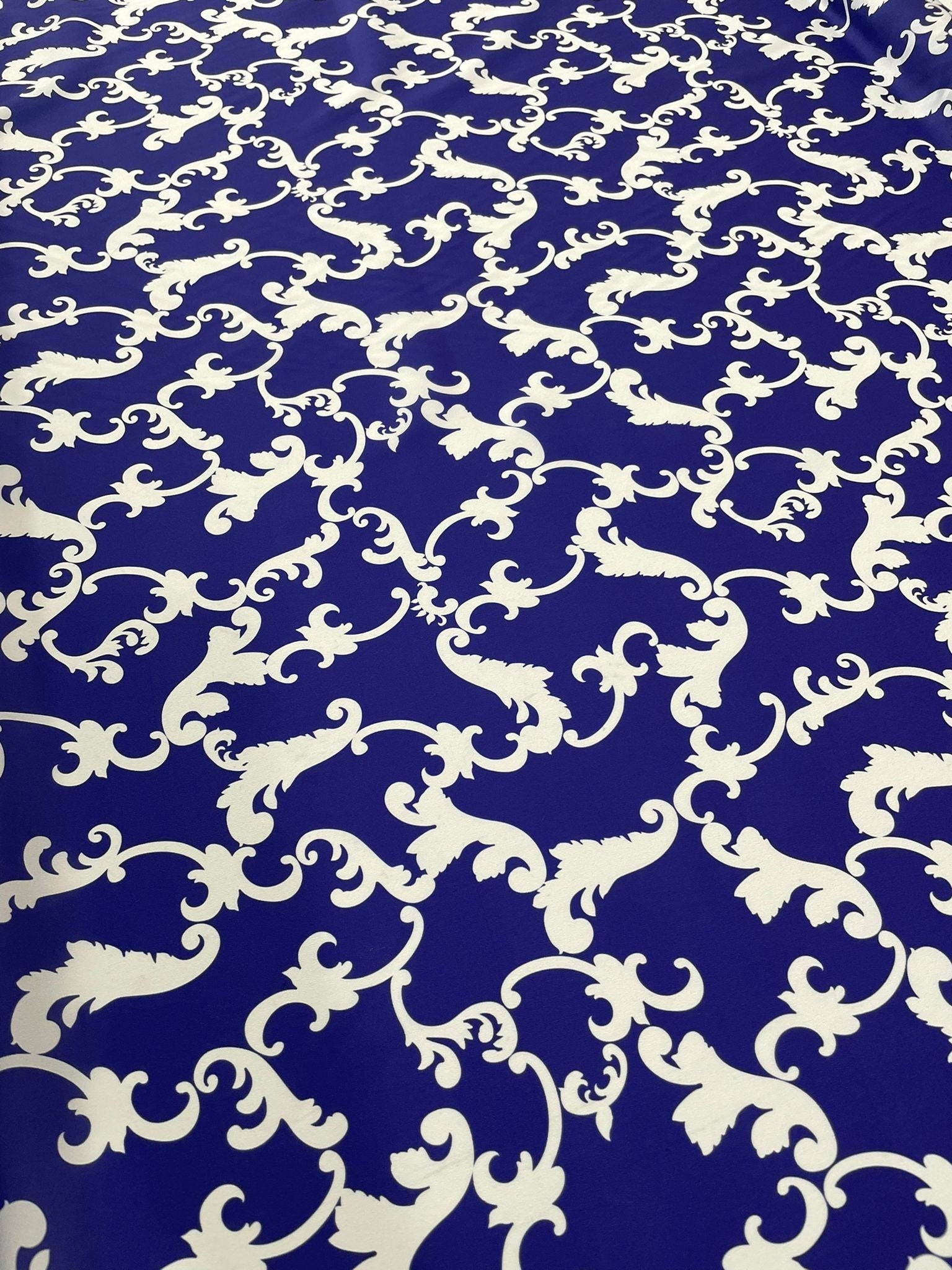 Navy Blue Fabric, Baroque Pattern High Quality Fabric - Whotex Online Fabric Store