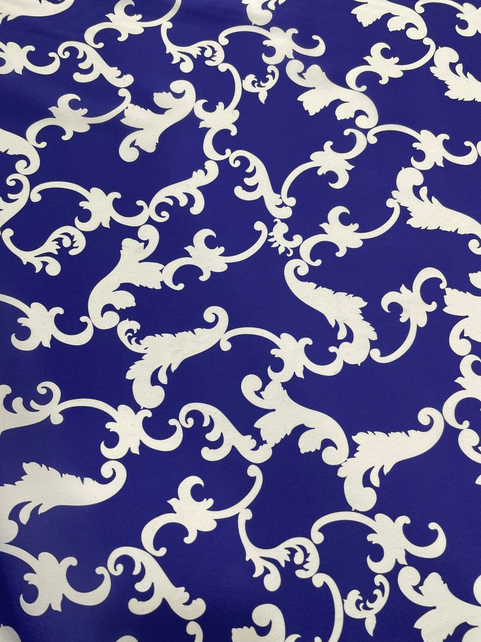 Navy Blue Fabric, Baroque Pattern High Quality Fabric - Whotex Online Fabric Store