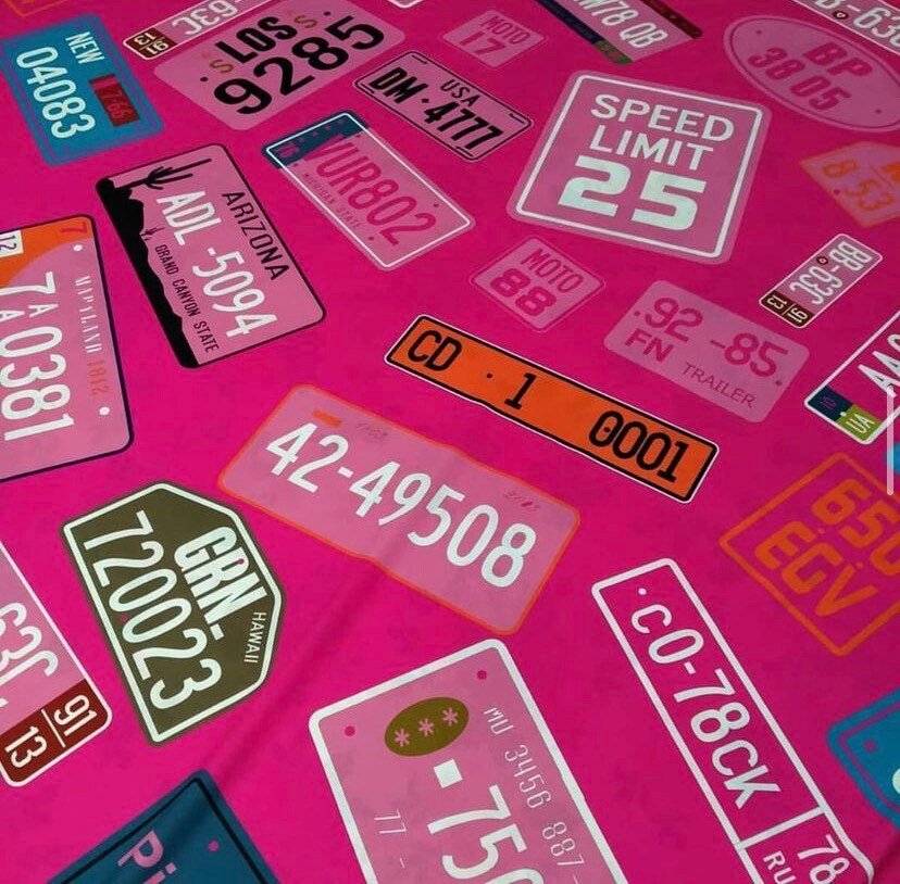Number Plate Pattern Pink Fabric, - Whotex Online Fabric Store