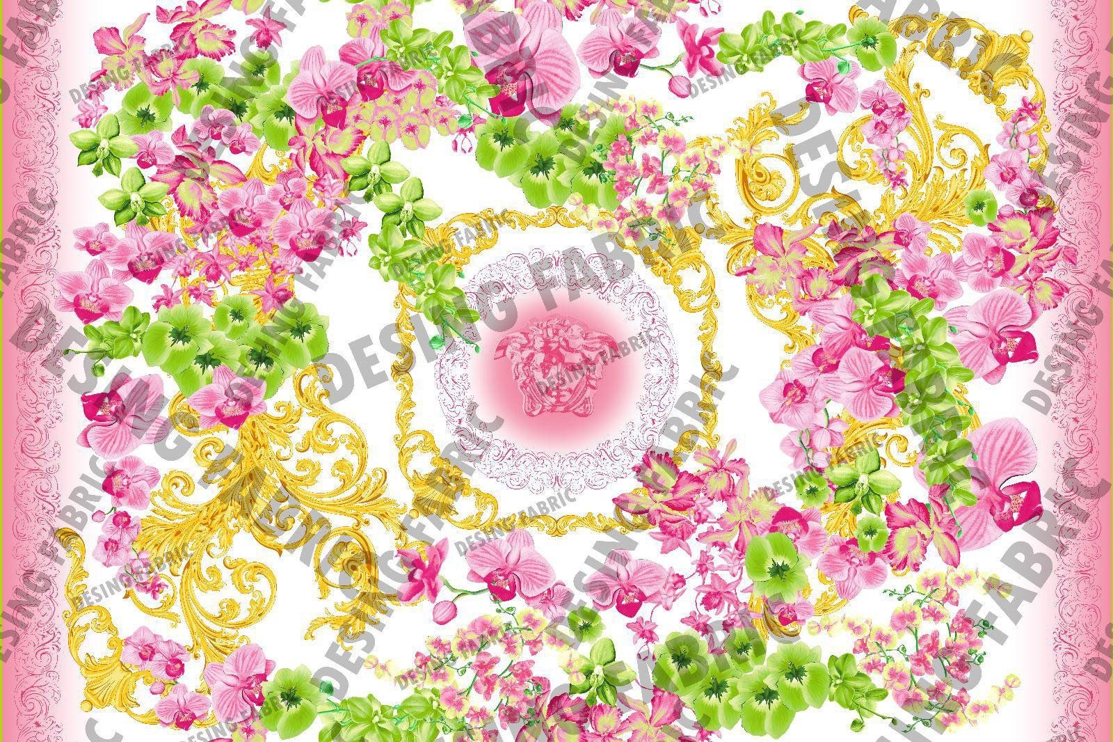 Orchid Floral Pattern Fabric , Swirl Print Fabric - Whotex Online Fabric Store