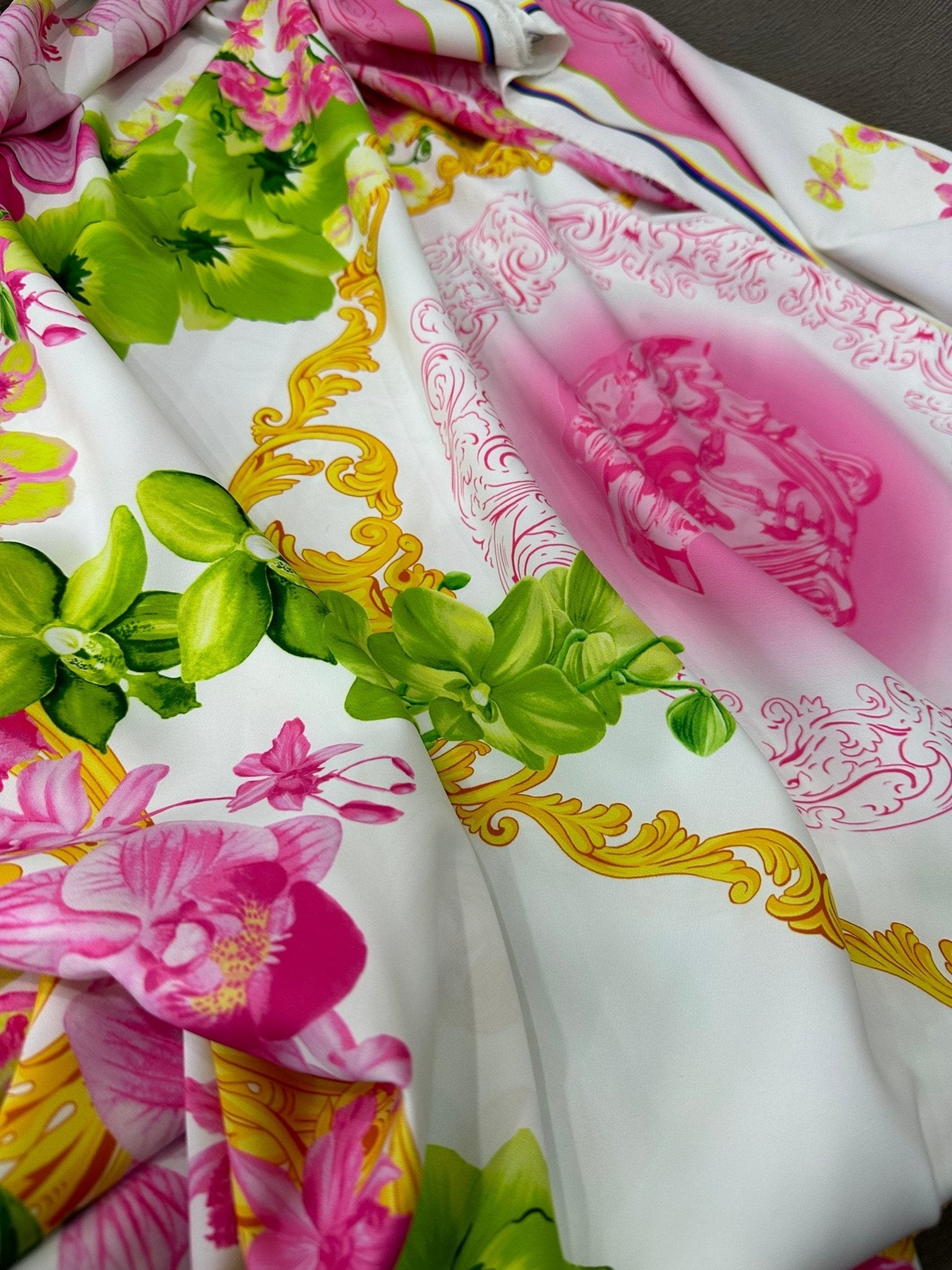Orchid Floral Pattern Fabric , Swirl Print Fabric - Whotex Online Fabric Store