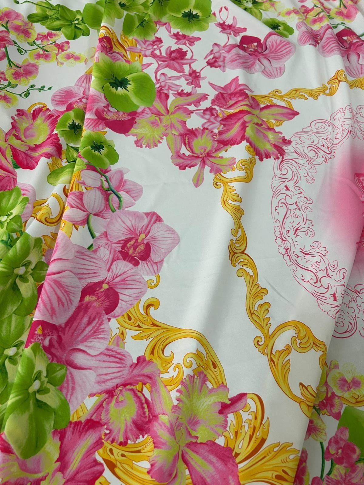 Orchid Floral Pattern Fabric , Swirl Print Fabric - Whotex Online Fabric Store