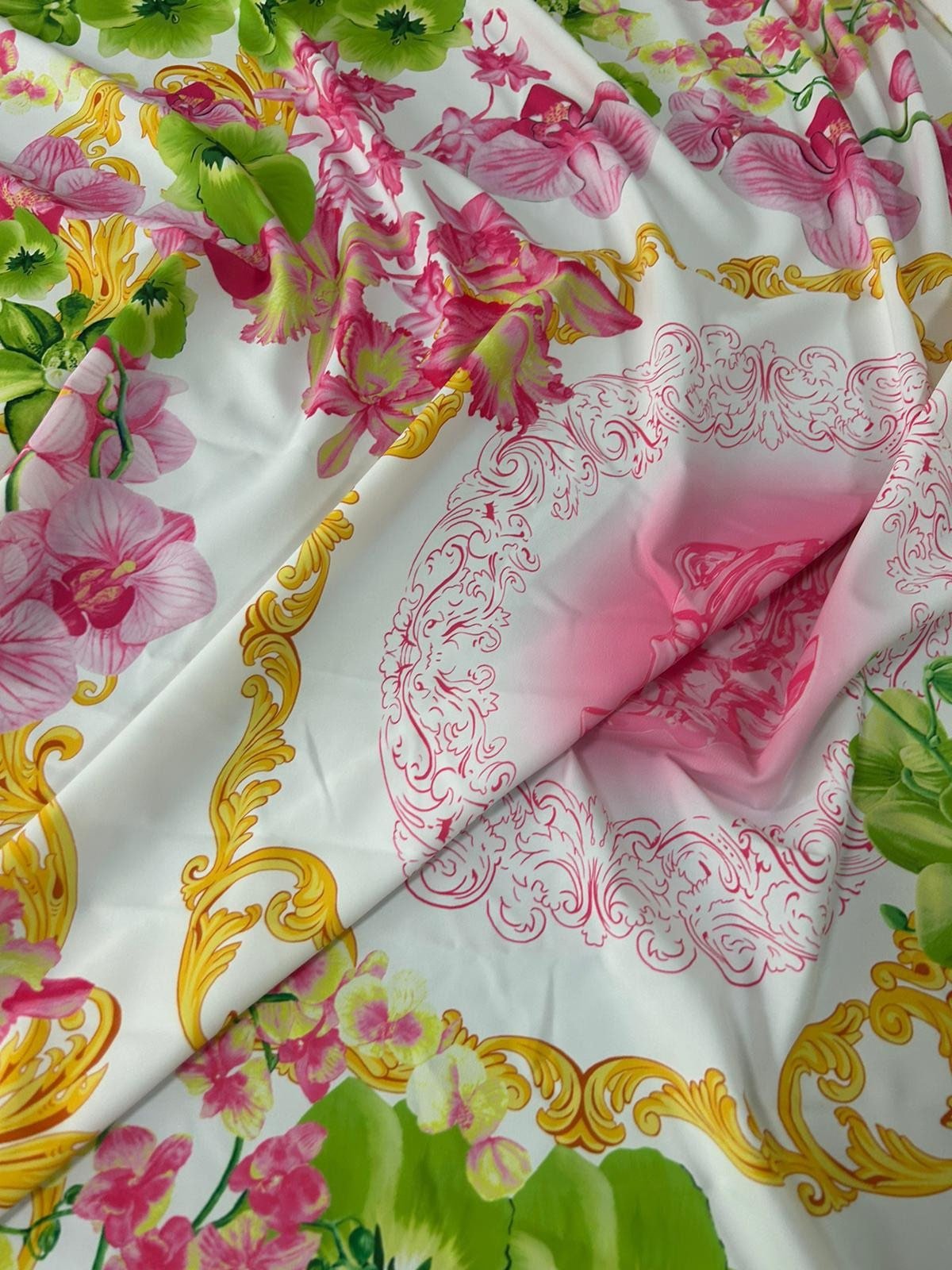 Orchid Floral Pattern Fabric , Swirl Print Fabric - Whotex Online Fabric Store