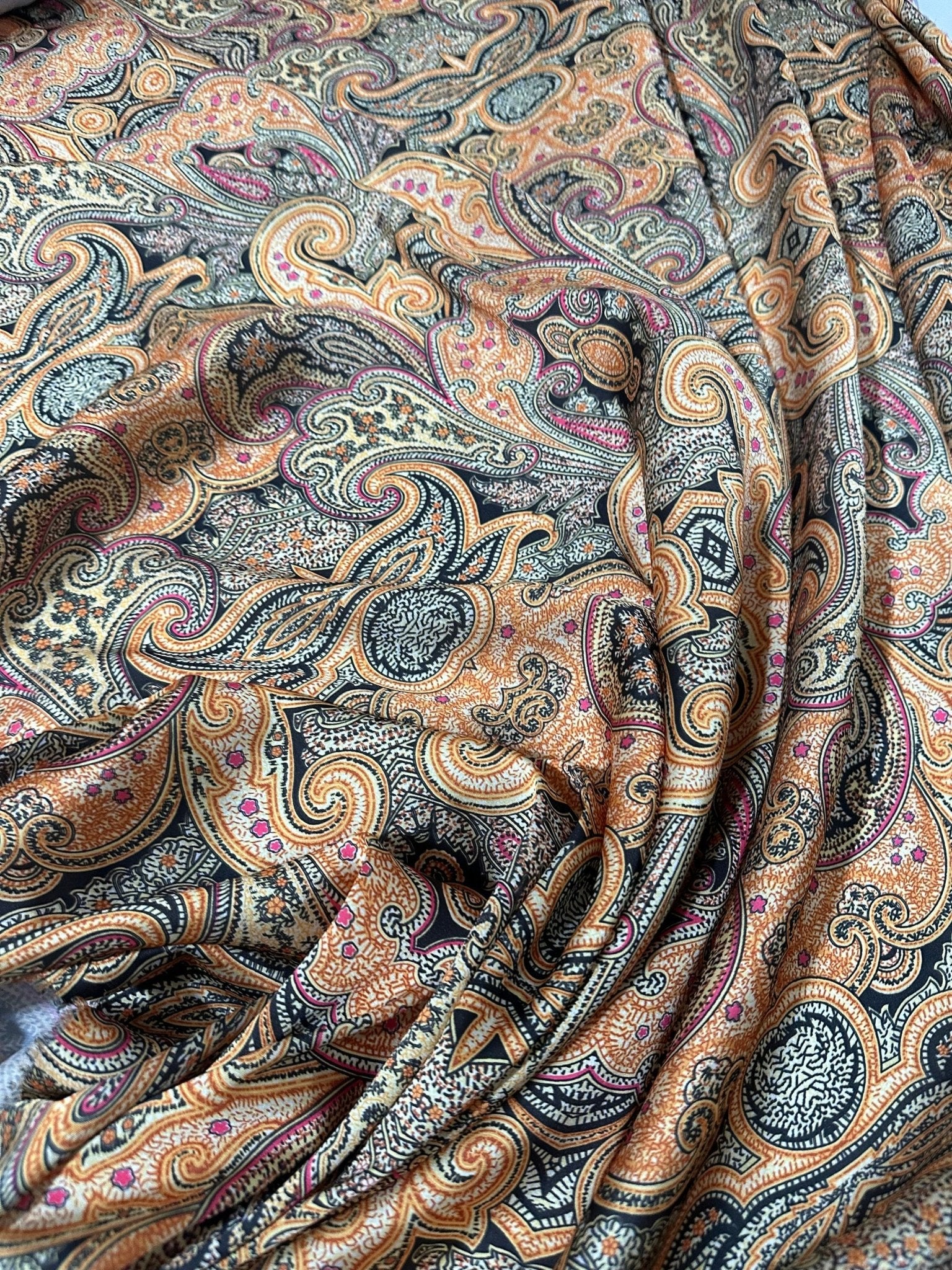 Paisley Pattern Fabric, Black and Orange Fabric - Whotex Online Fabric Store