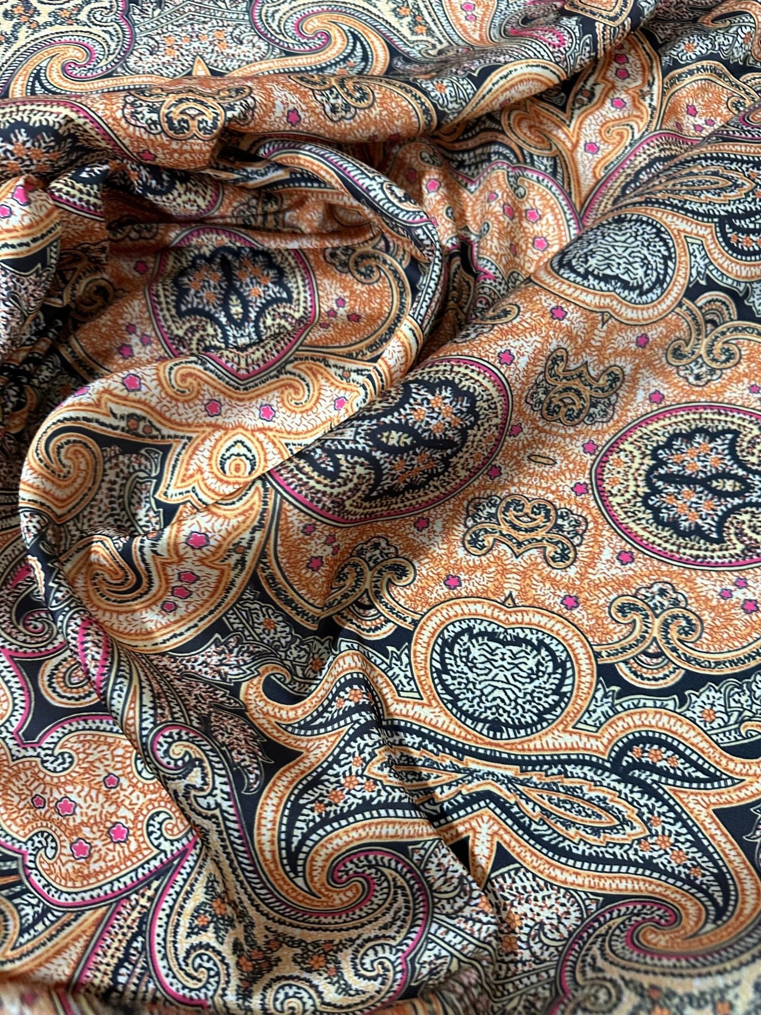 Paisley Pattern Fabric, Black and Orange Fabric - Whotex Online Fabric Store